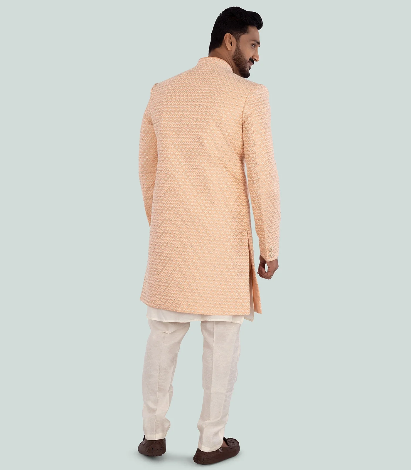 RmKV Peach Indo Western Set-Peach-42 - view 4