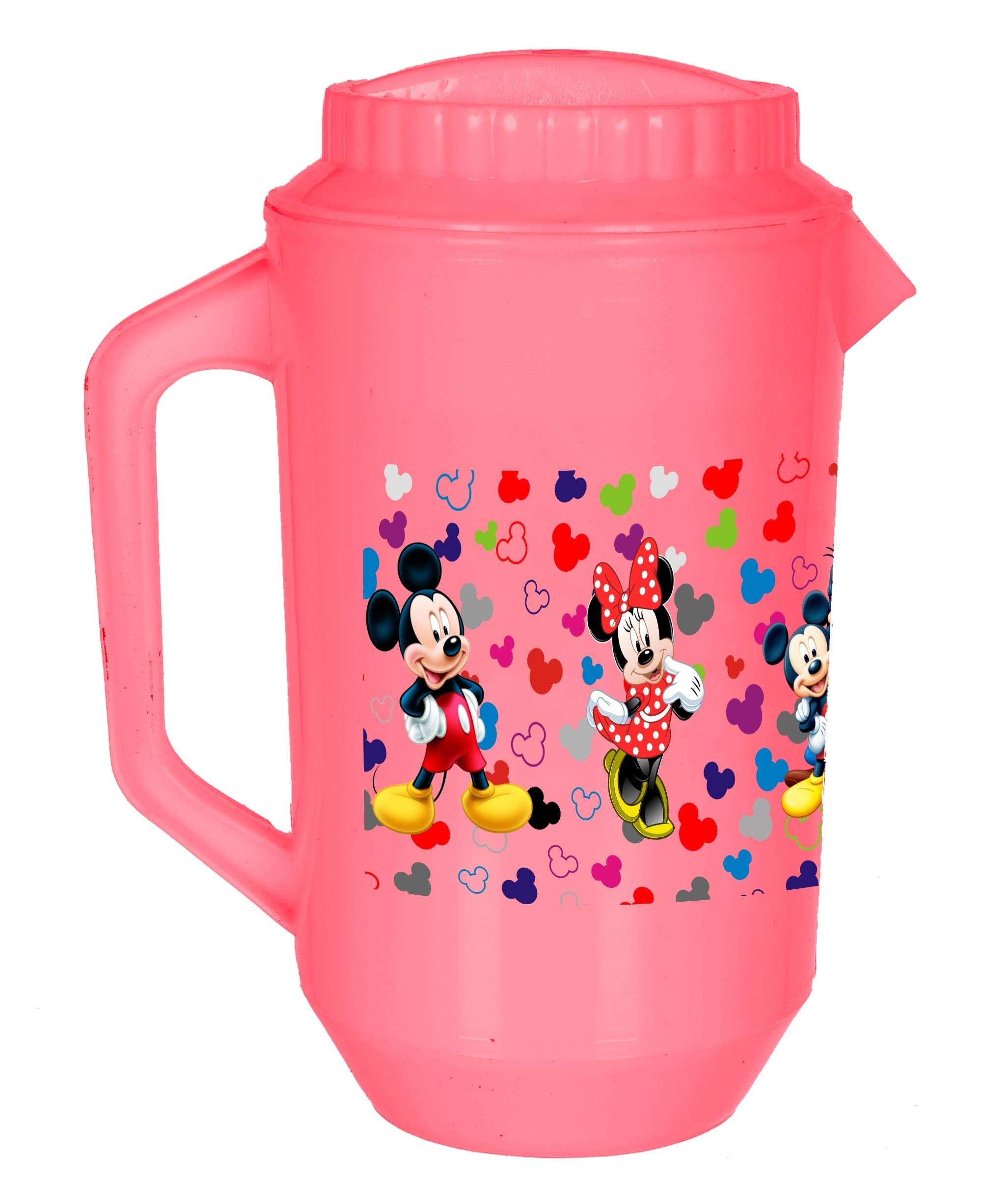 Heart Home Mickey & Friends Print Unbreakable Plastic Water Jug with Lid for Home, Kitchen, Office 2 Liter Pack of 3 (Pink) - view 3