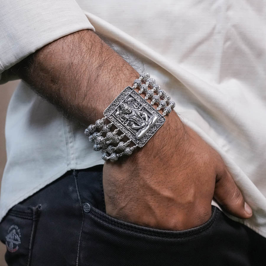 Prinjal Jewellers Shiva Six Line Silver Bracelet - view 3