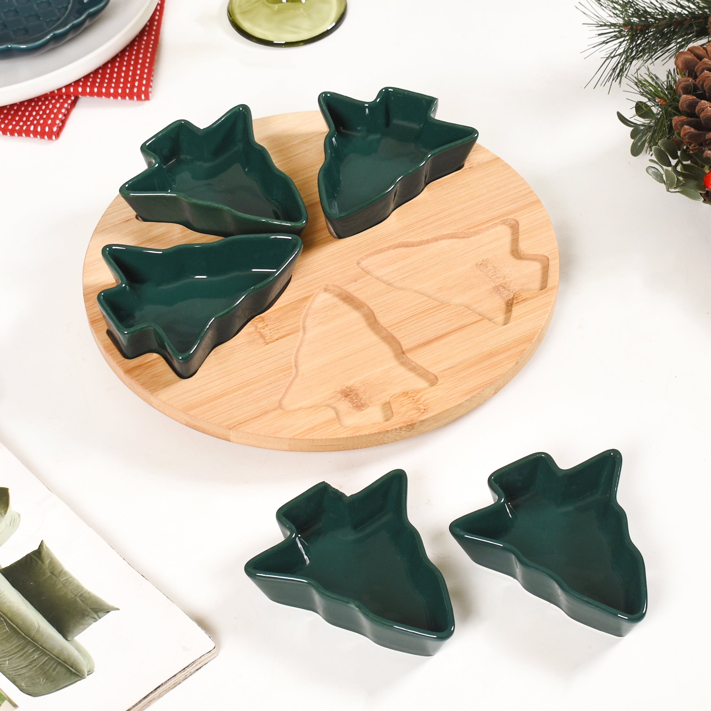 Nestasia Set Of 5 Tree Snack Bowls With Wooden Rotating Tray 100ml - view 10