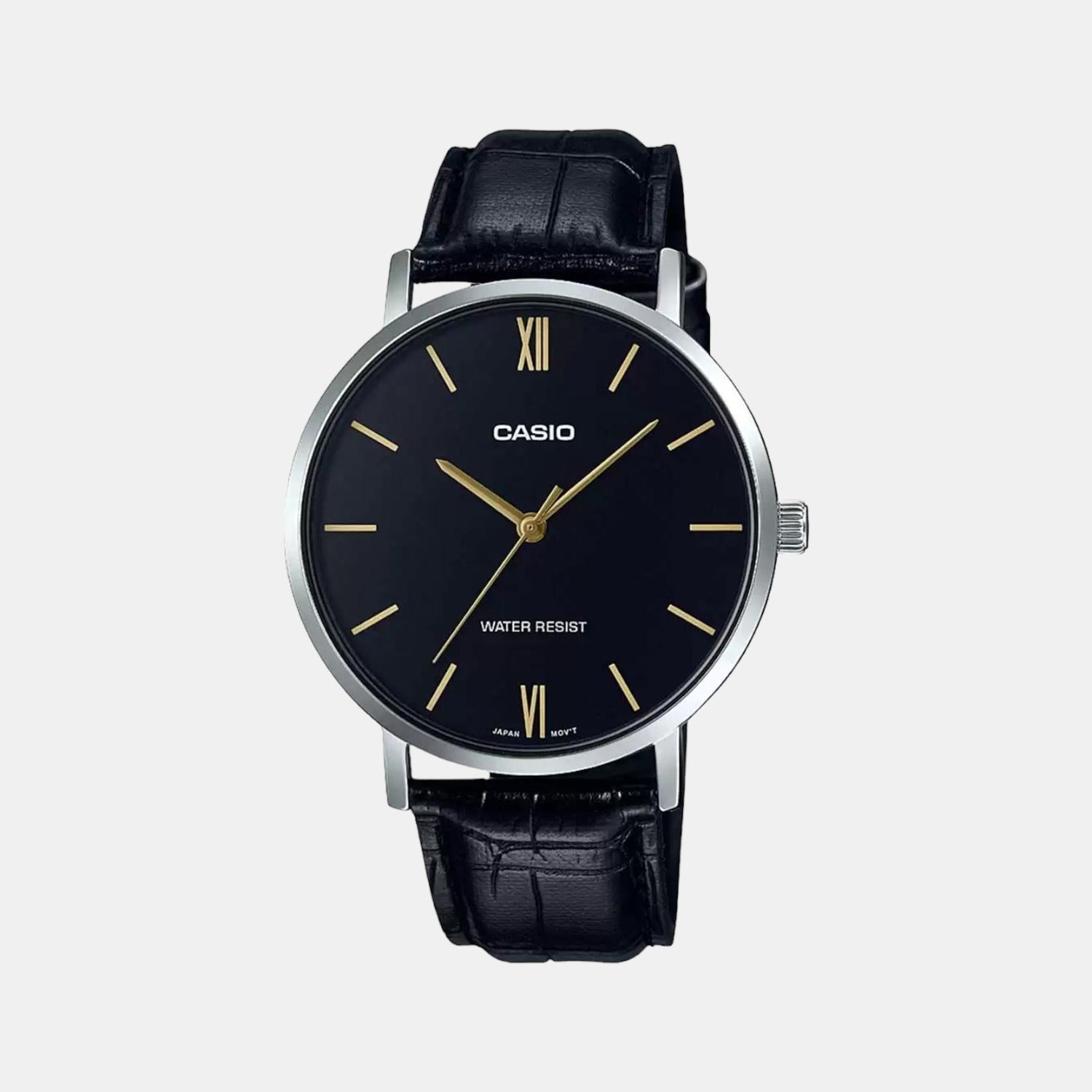 Casio Enticer Men Quartz Black Dial Analog Leather Watch A1615