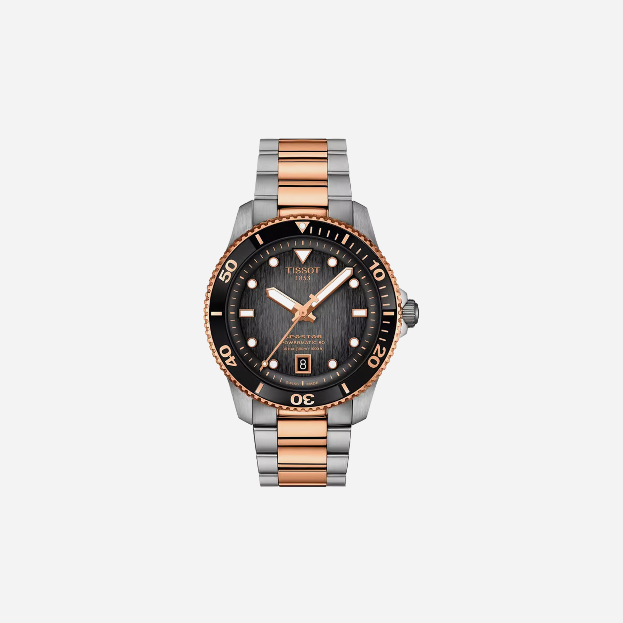 Tissot Seastar 1000 Powermatic 80 Black Dial Two-Tone Rose Gold 40mm
