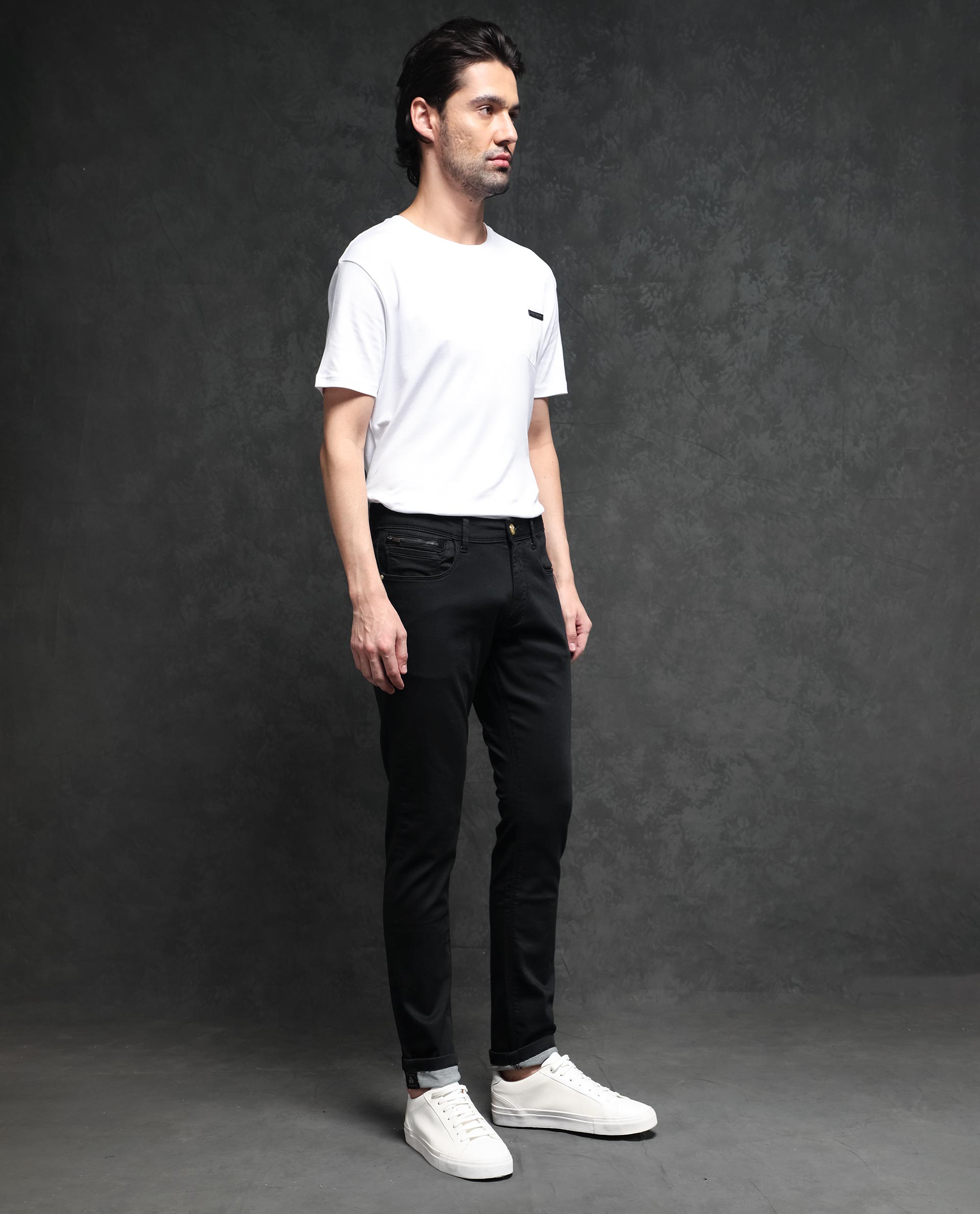 Rare Rabbit Men's Satinx Black Rinse Wash Mid-Rise Slim Fit Jeans - view 7