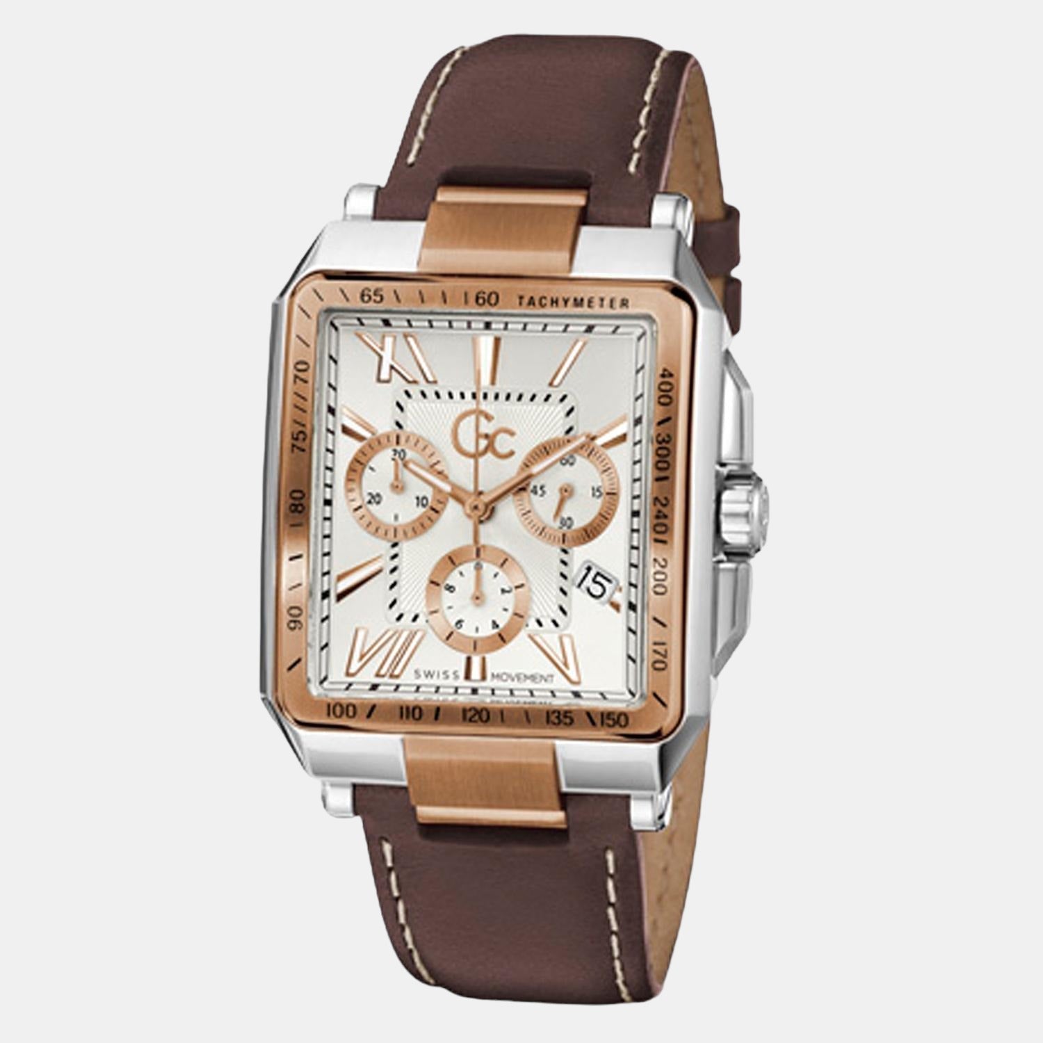 GC Elite Men Quartz White Dial Chronograph Leather Watch Z06002G1MF - view 5