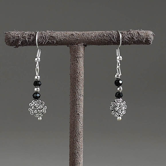 Metal beadwork earrings – DIVINE GUIDANCE CREATIONS Vertical Flower - Handmade Metal & Beadwork Earrings 19