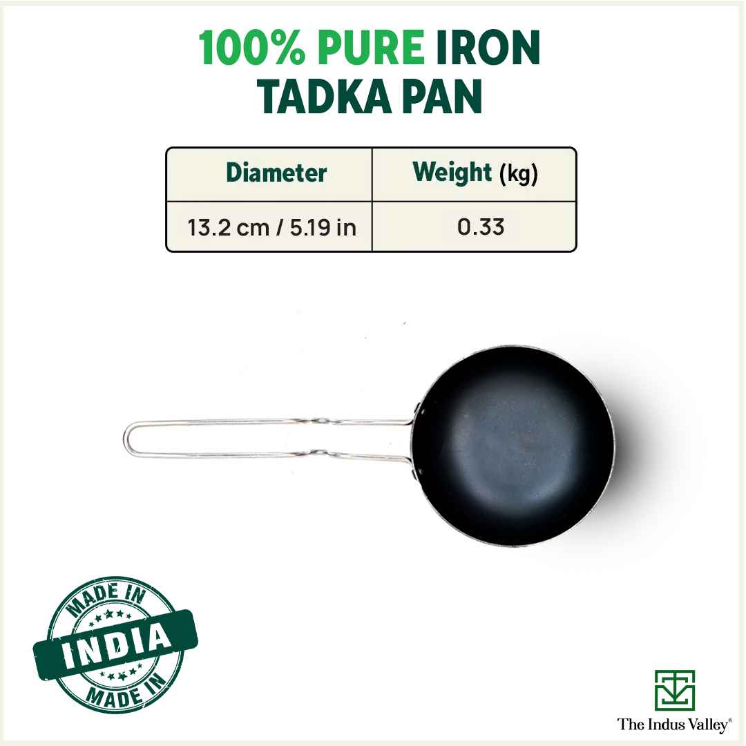 The Indus Valley 100% Pure Sheet Iron Tadka Pan with Stainless Steel Handle, Pre-seasoned, Toxin-free, Induction - view 3