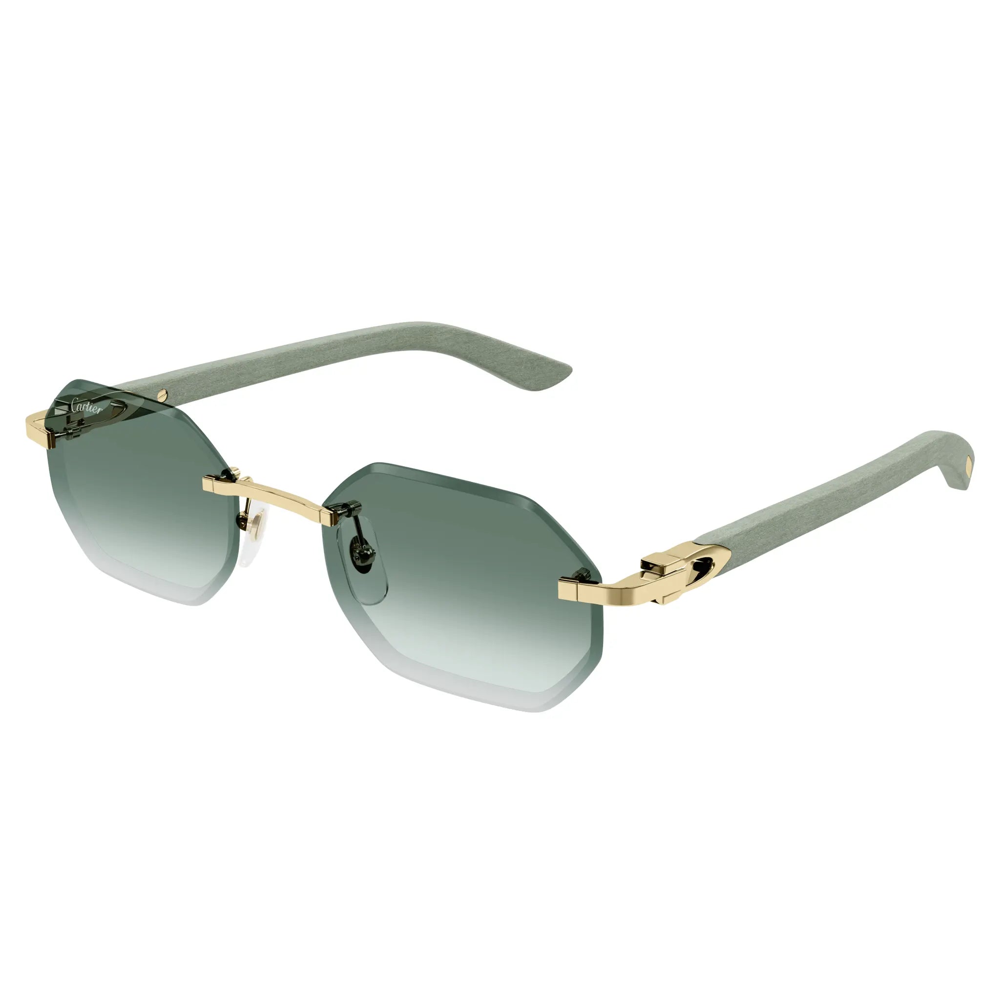 Cartier Eyewear CT0439S-004 Gold Green Rimless Sunglasses - view 2