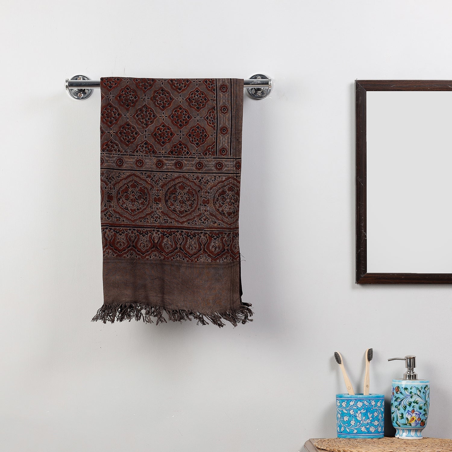 KACHCHH JI CHHAAP Brown - Block Print Cotton Ajrakh Handloom Towel