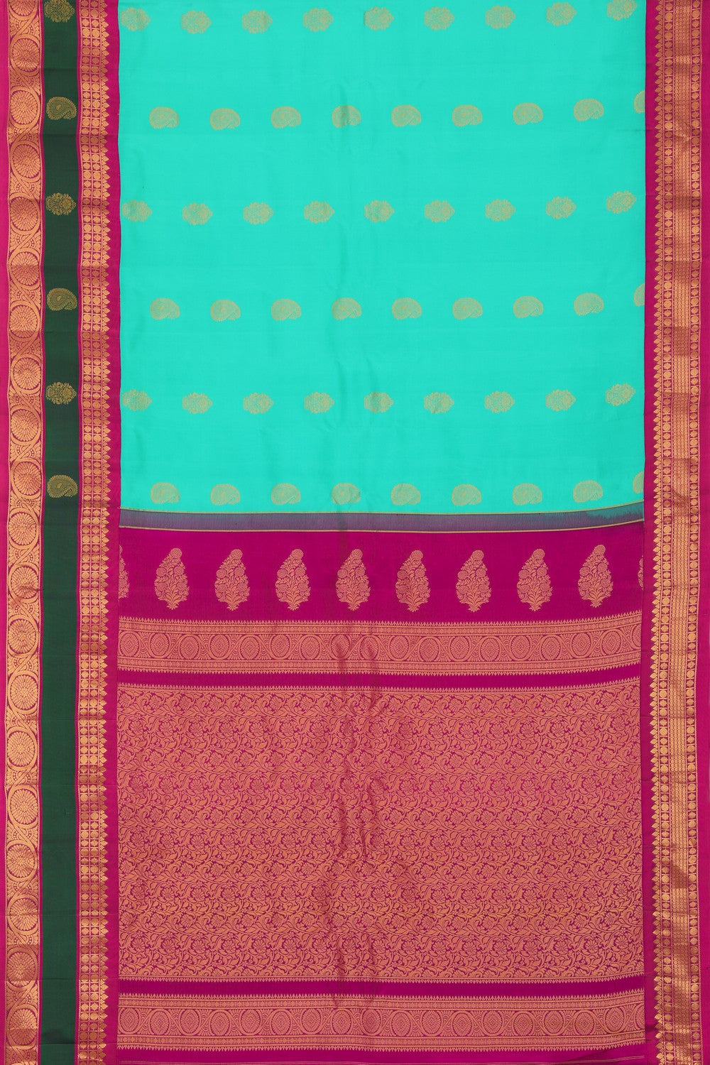 Kalanjali Gadwal Silk Sea Green Saree – Women's - view 3