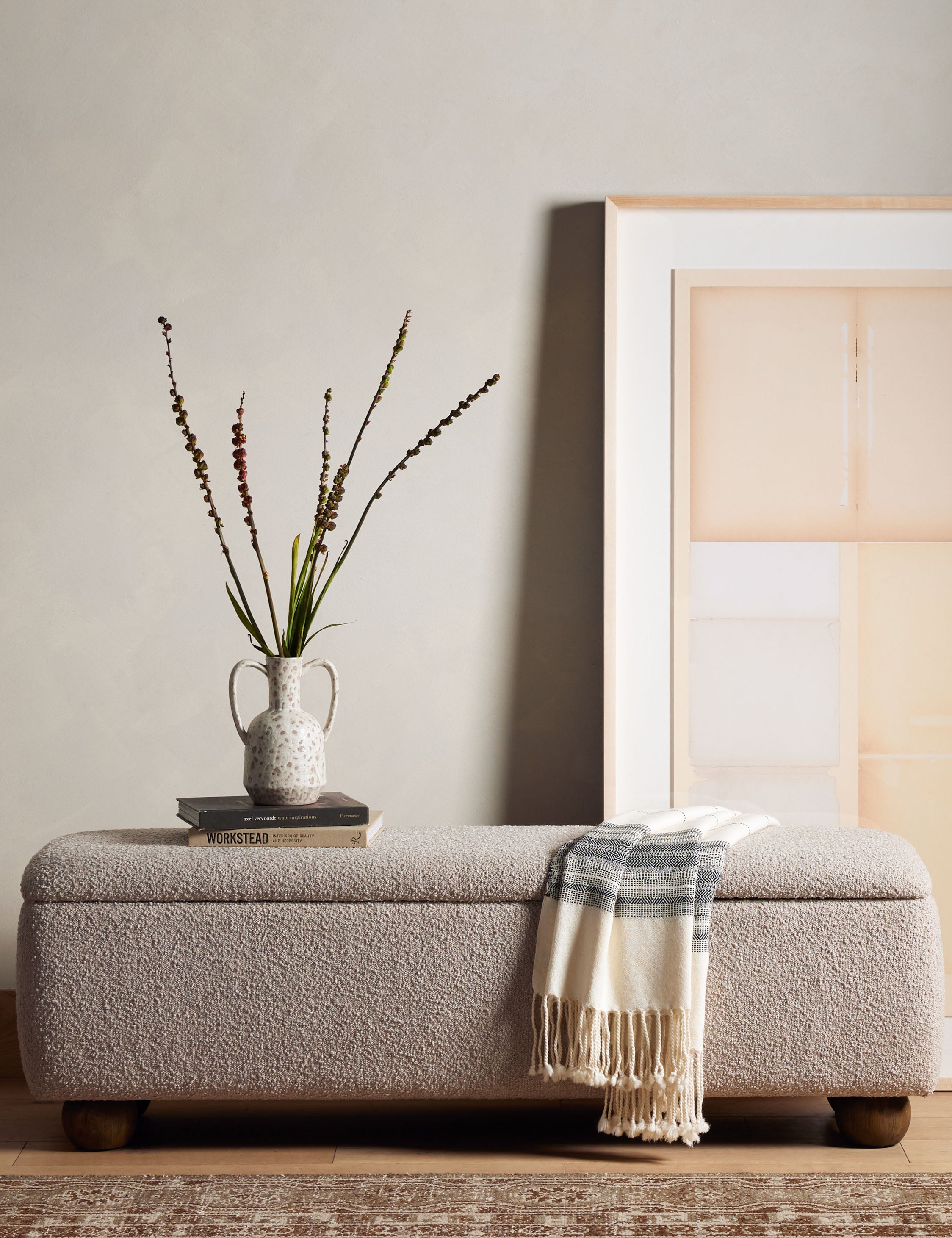 Lulu and Georgia Amalia Storage Bench – Sand Boucle - view 2