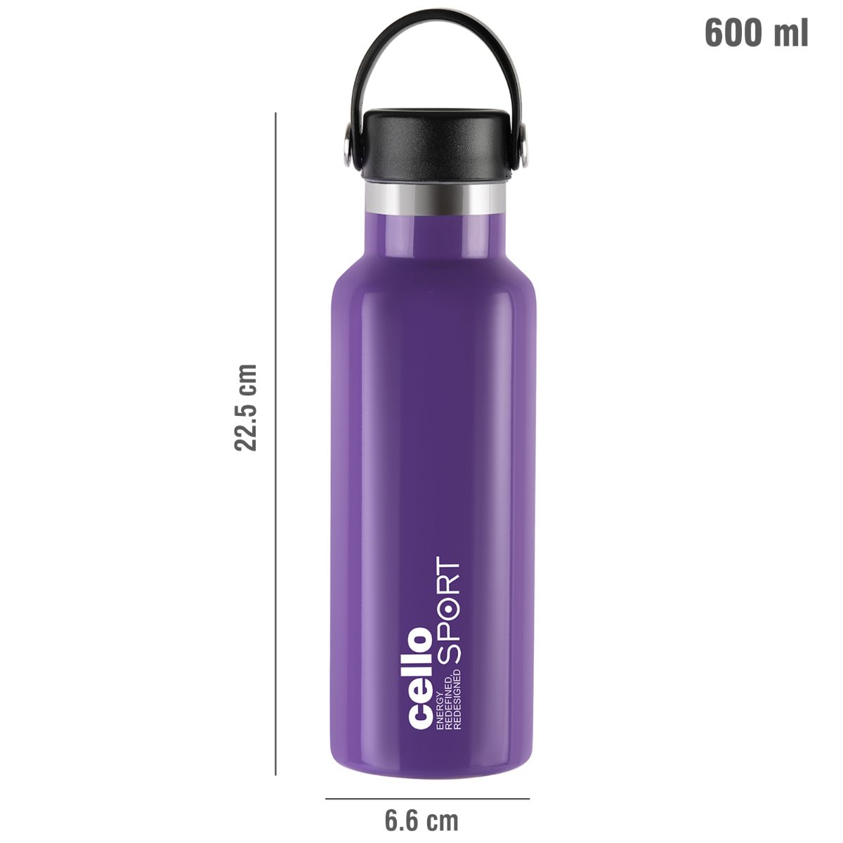 Cello Aqua Bliss Flask, Vacusteel Water Bottle, 600ml - view 30