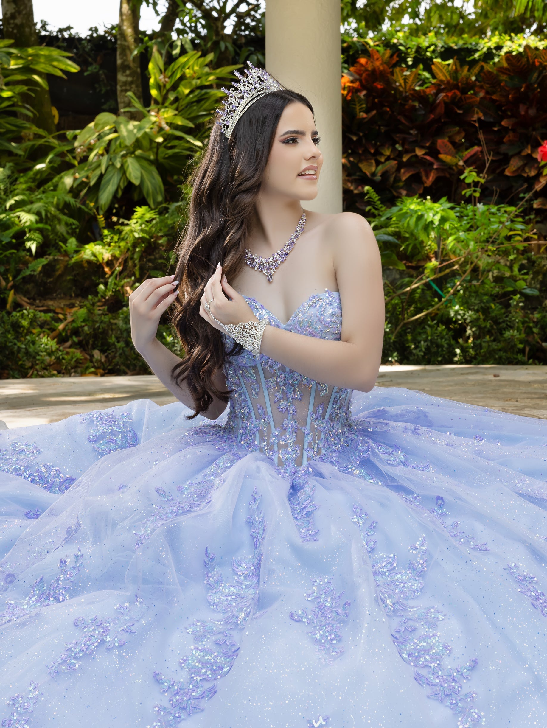 House of Wu Fiesta Gowns Lace Tulle Strapless Ball Gown by LizLuo Fiesta 56530 - view 6