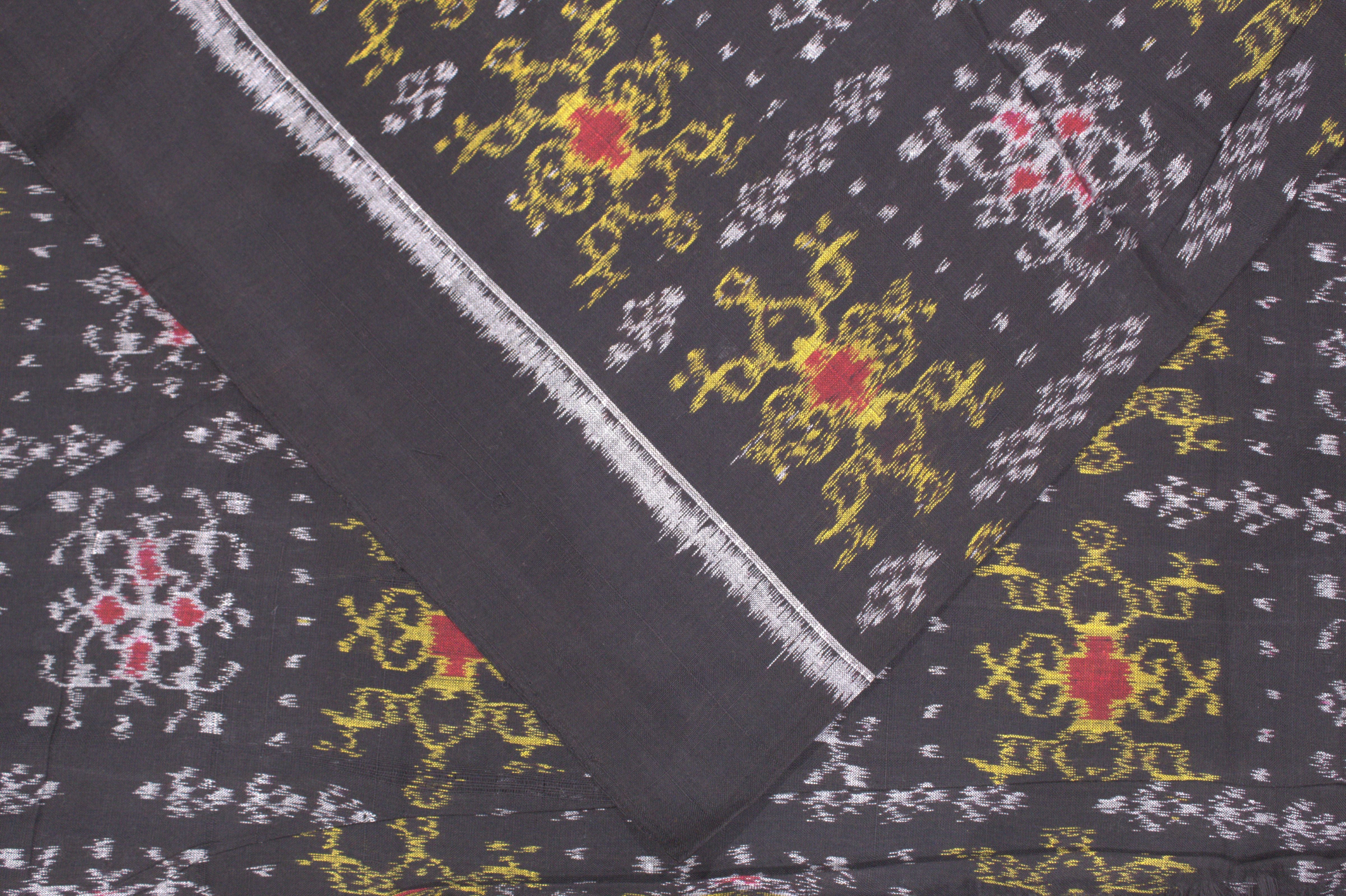 IndianVillèz Black Tribal Jhoti Design Sambalpuri Cotton Fabric - view 2