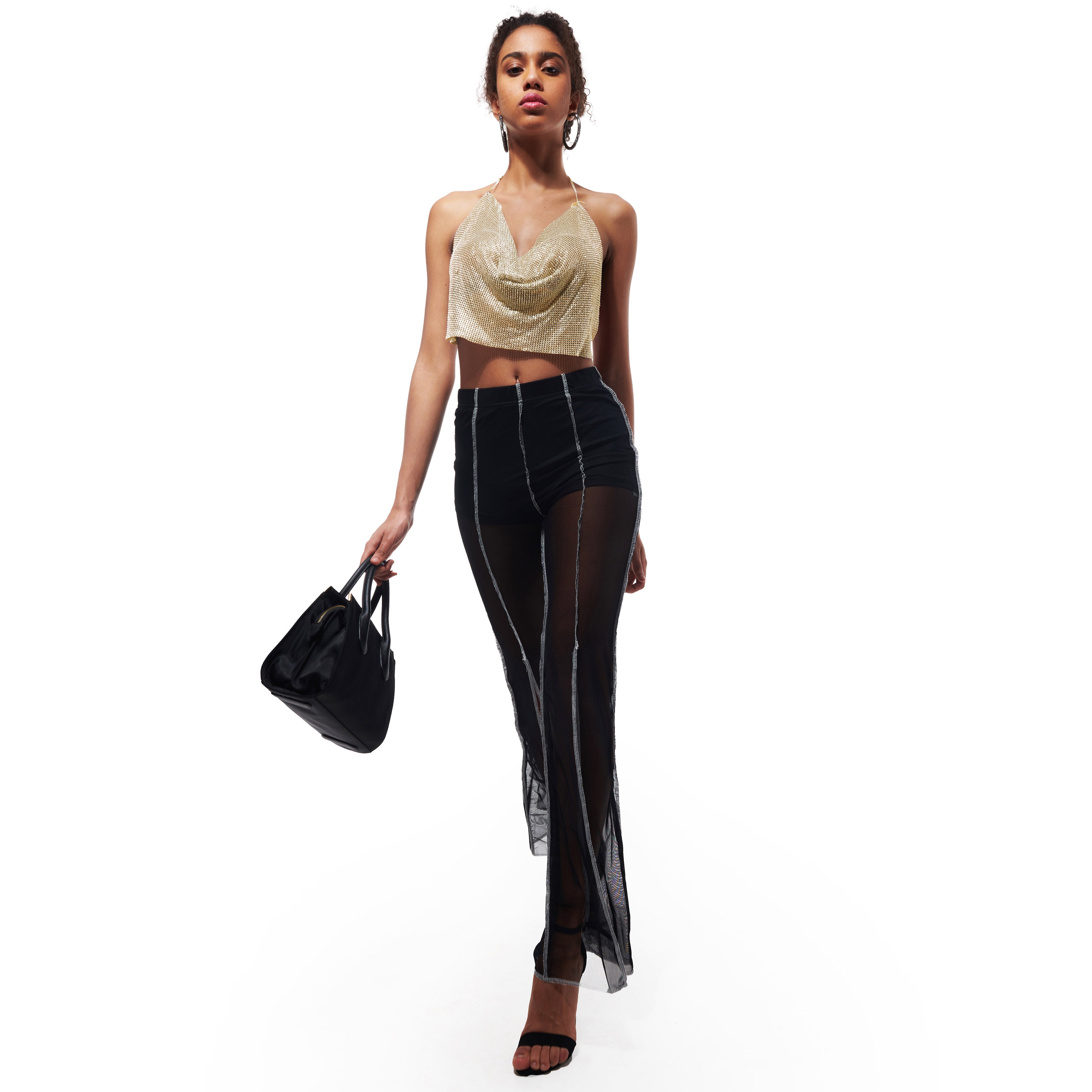 Glam Stardust Rhinestone Black Top - view 4