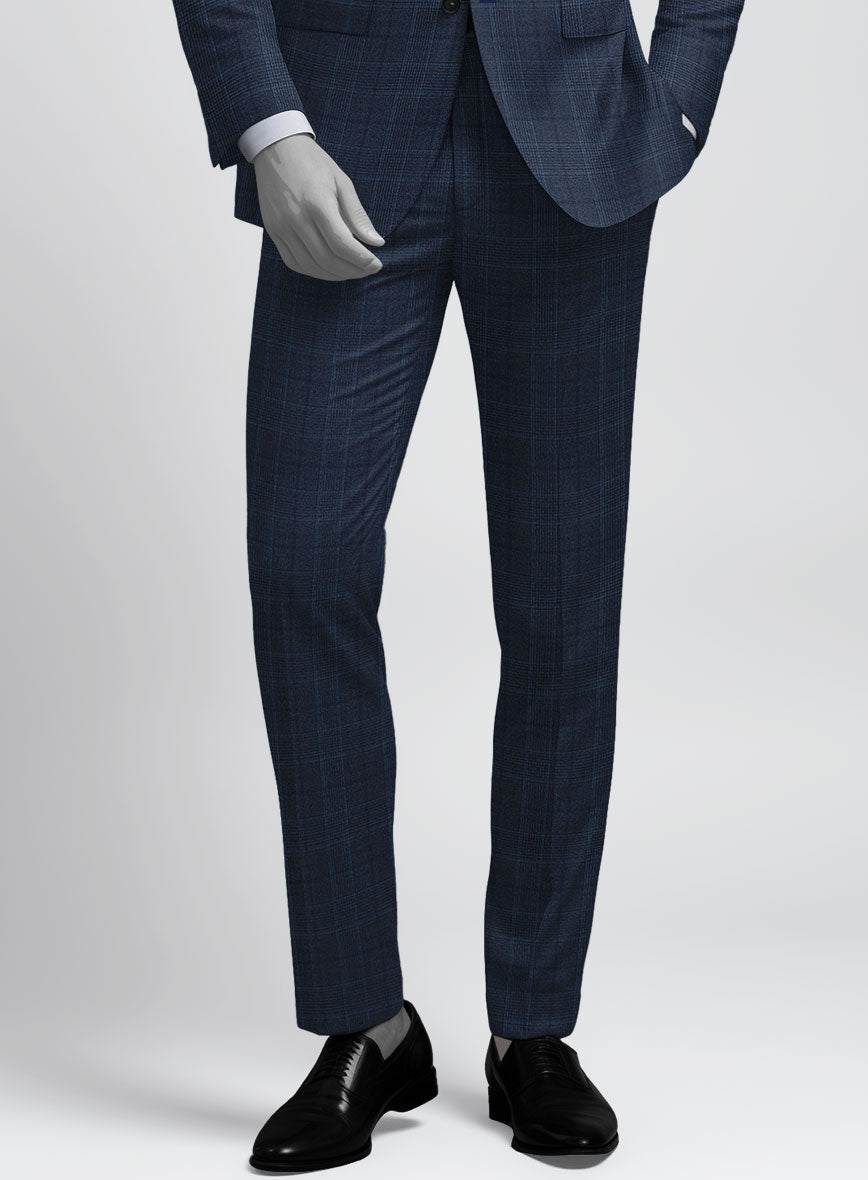 StudioSuits Napolean Porter Prince Of Wales Blue Wool Pants - view 2