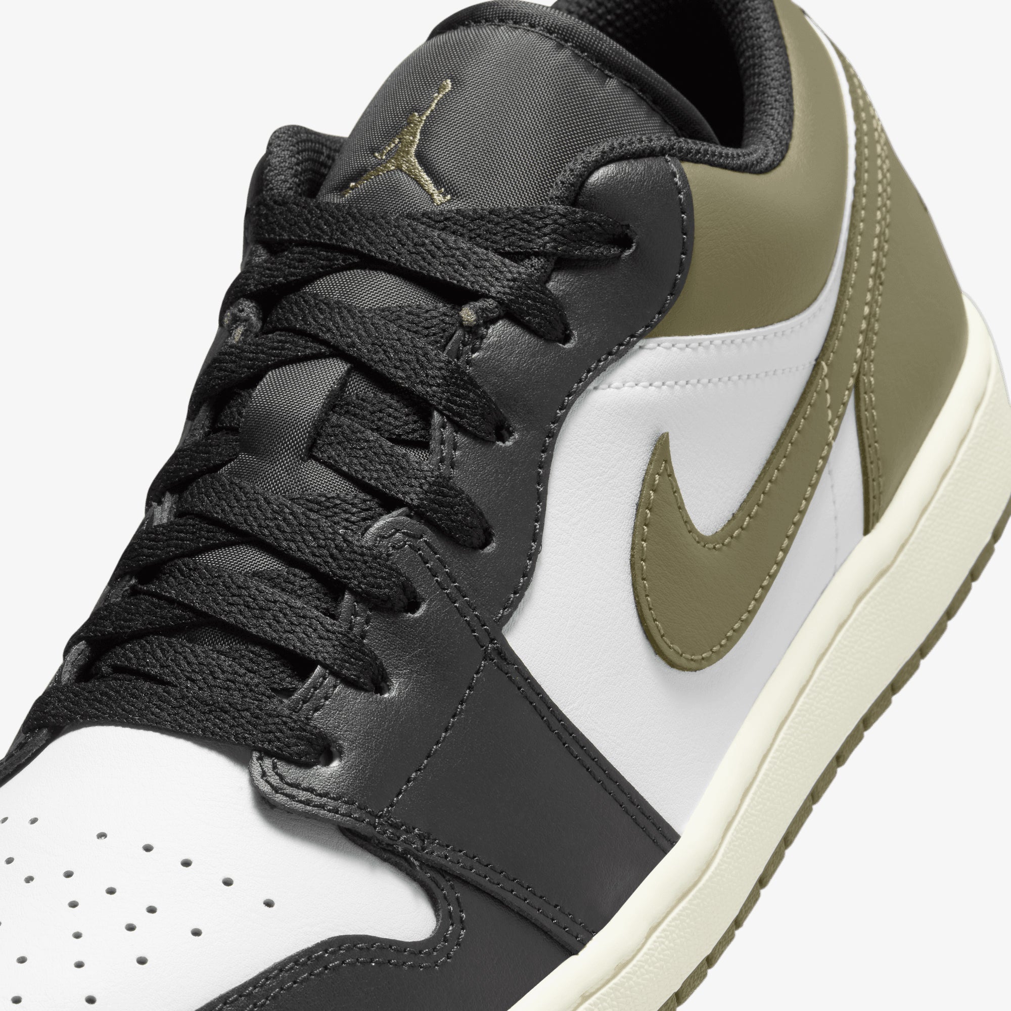 Jordan | Air Jordan 1 Low { Black/white-medium Olive - view 5