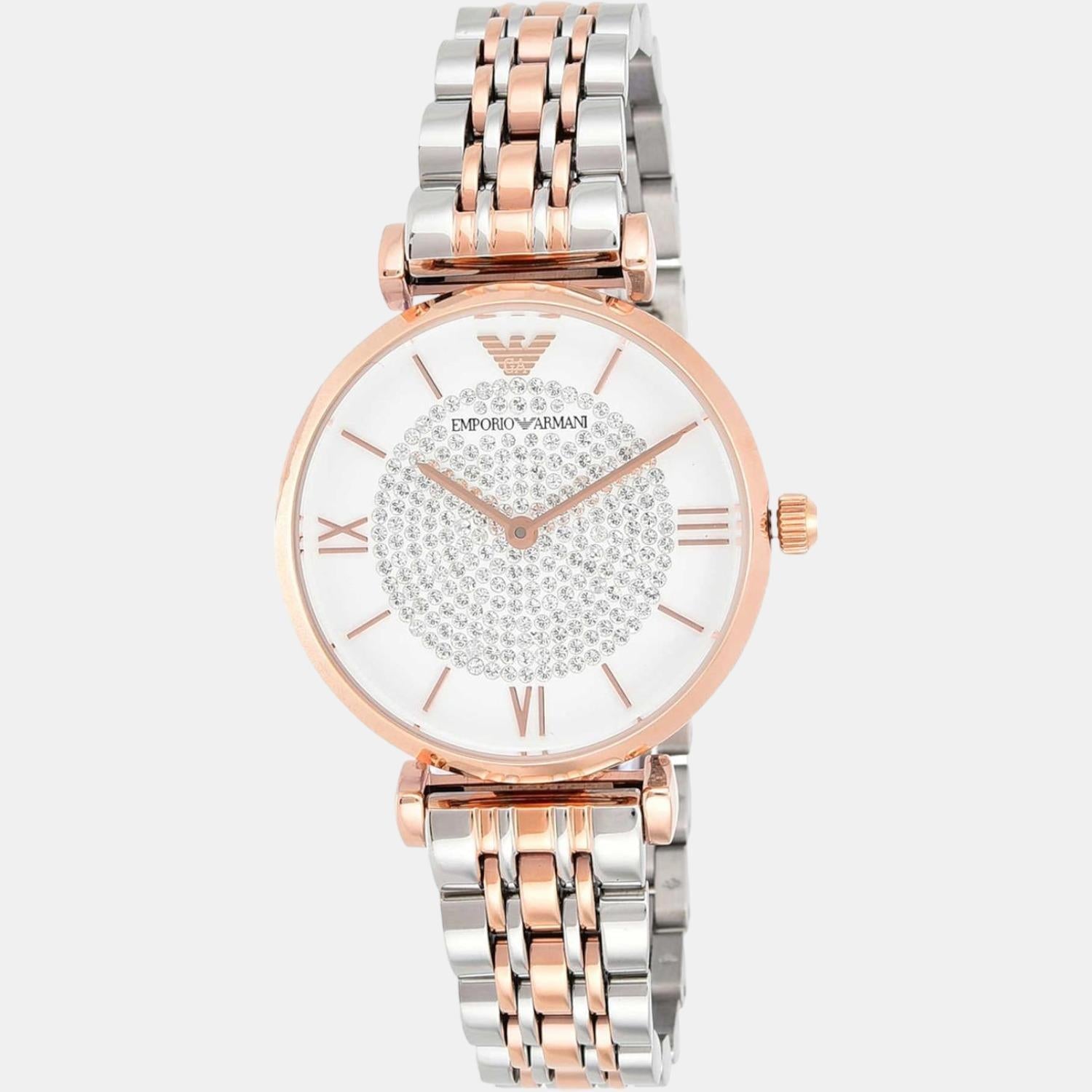 Emporio Armani Gianni T-Bar Women Quartz White Dial Analog Stainless Steel Watch AR1926 - view 3