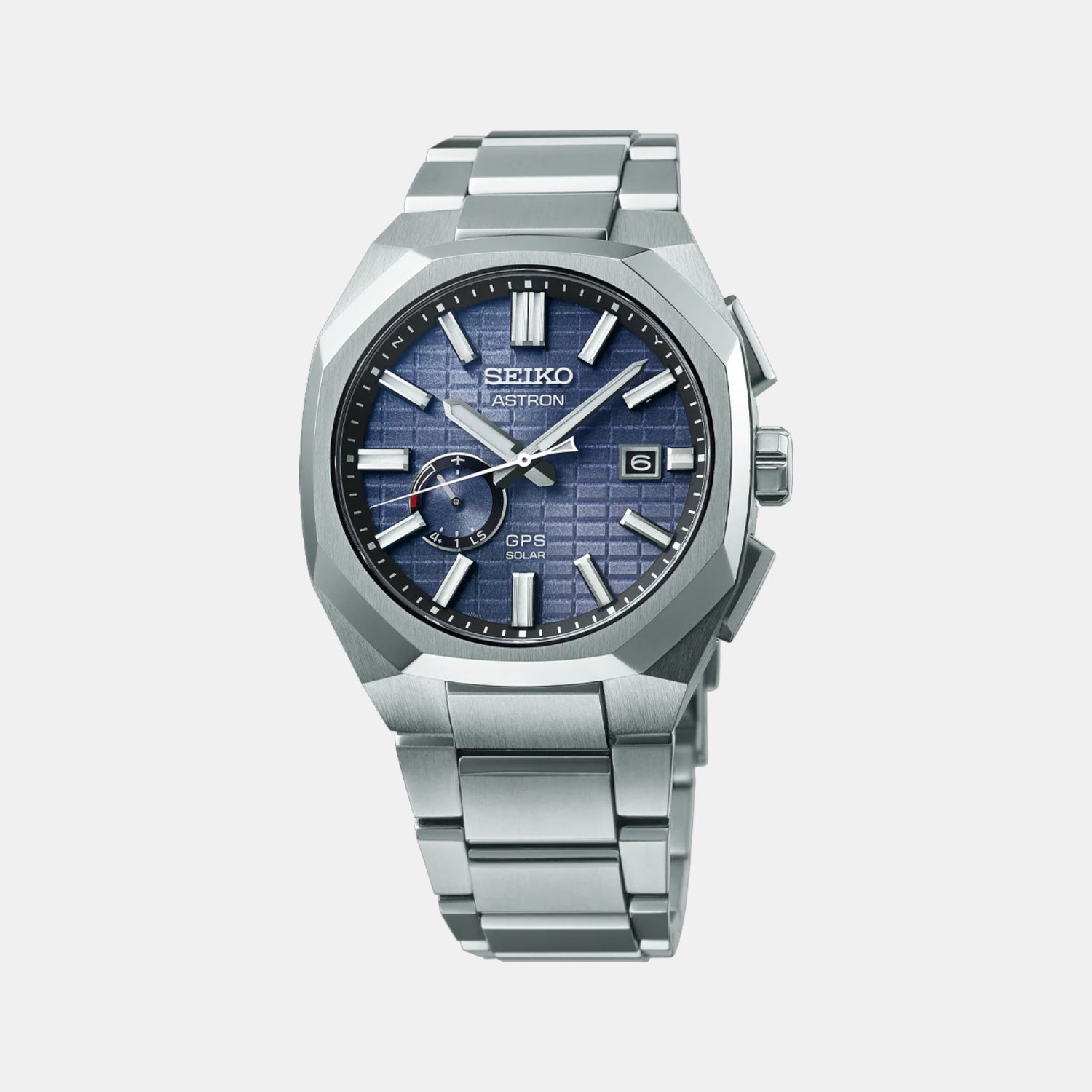 Seiko Astron Men Solar Sapphire Blue Dial Analog Stainless Steel Watch SSJ013J1