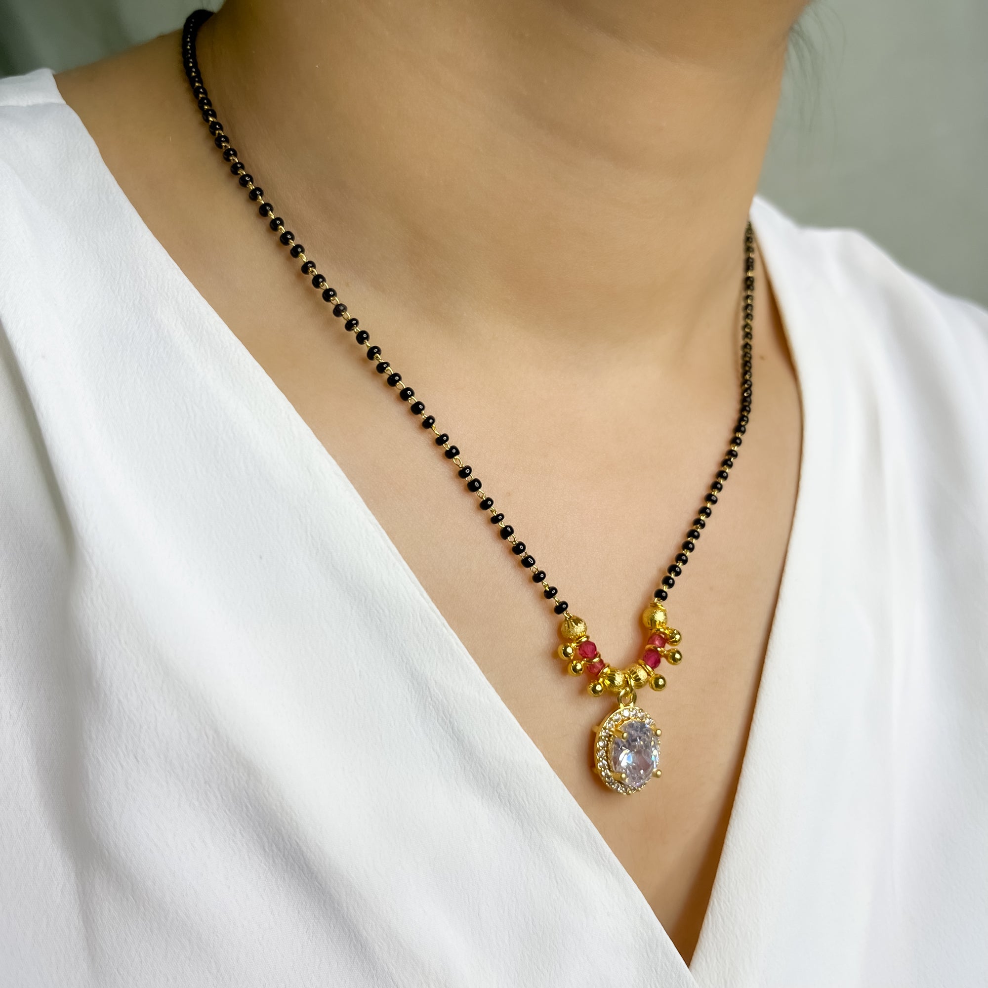 Branta Oval Diamond Mangalsutra For Women