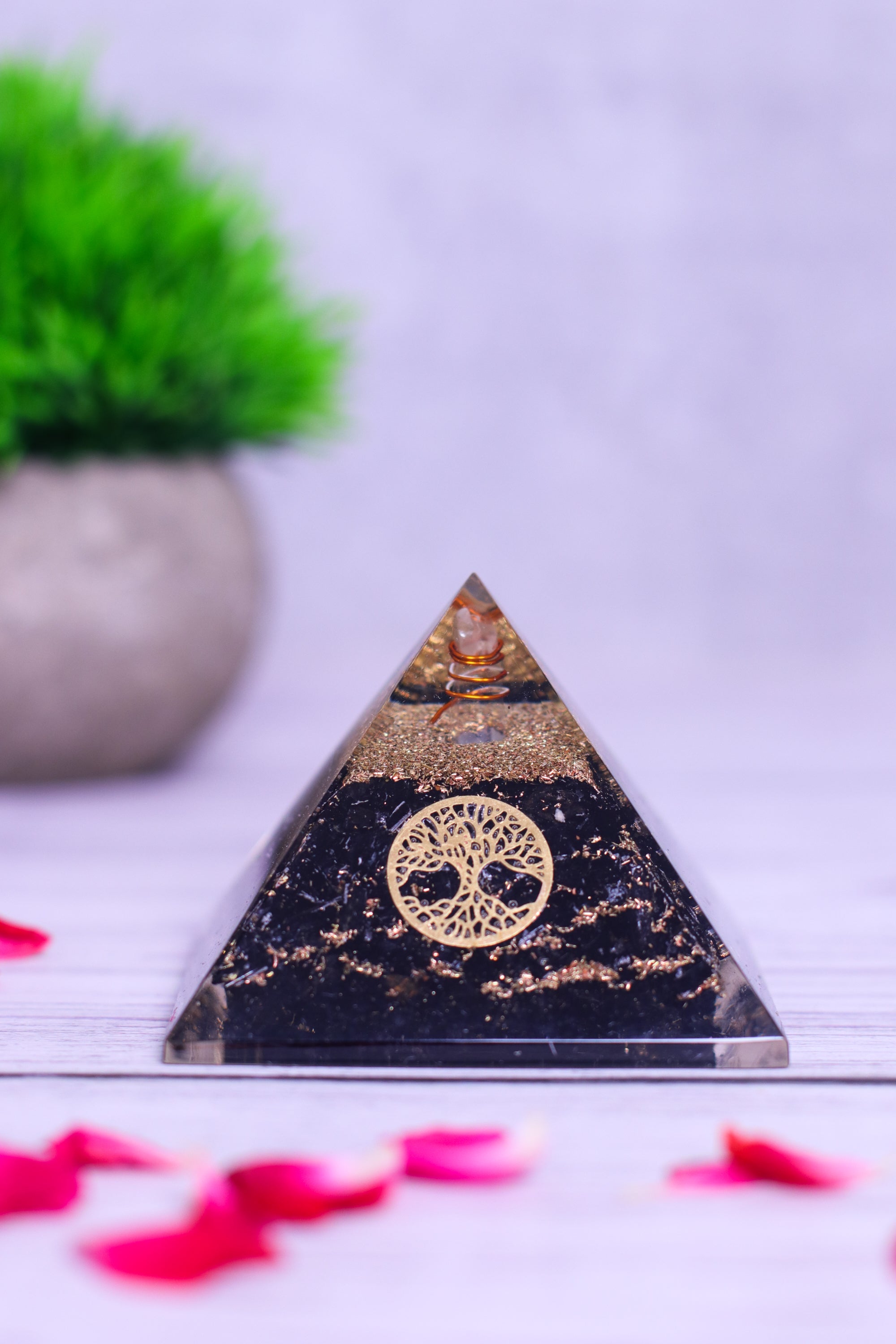 Studio Vaidik Black Tourmaline Orgonite Pyramid Decorative Showpiece - view 2
