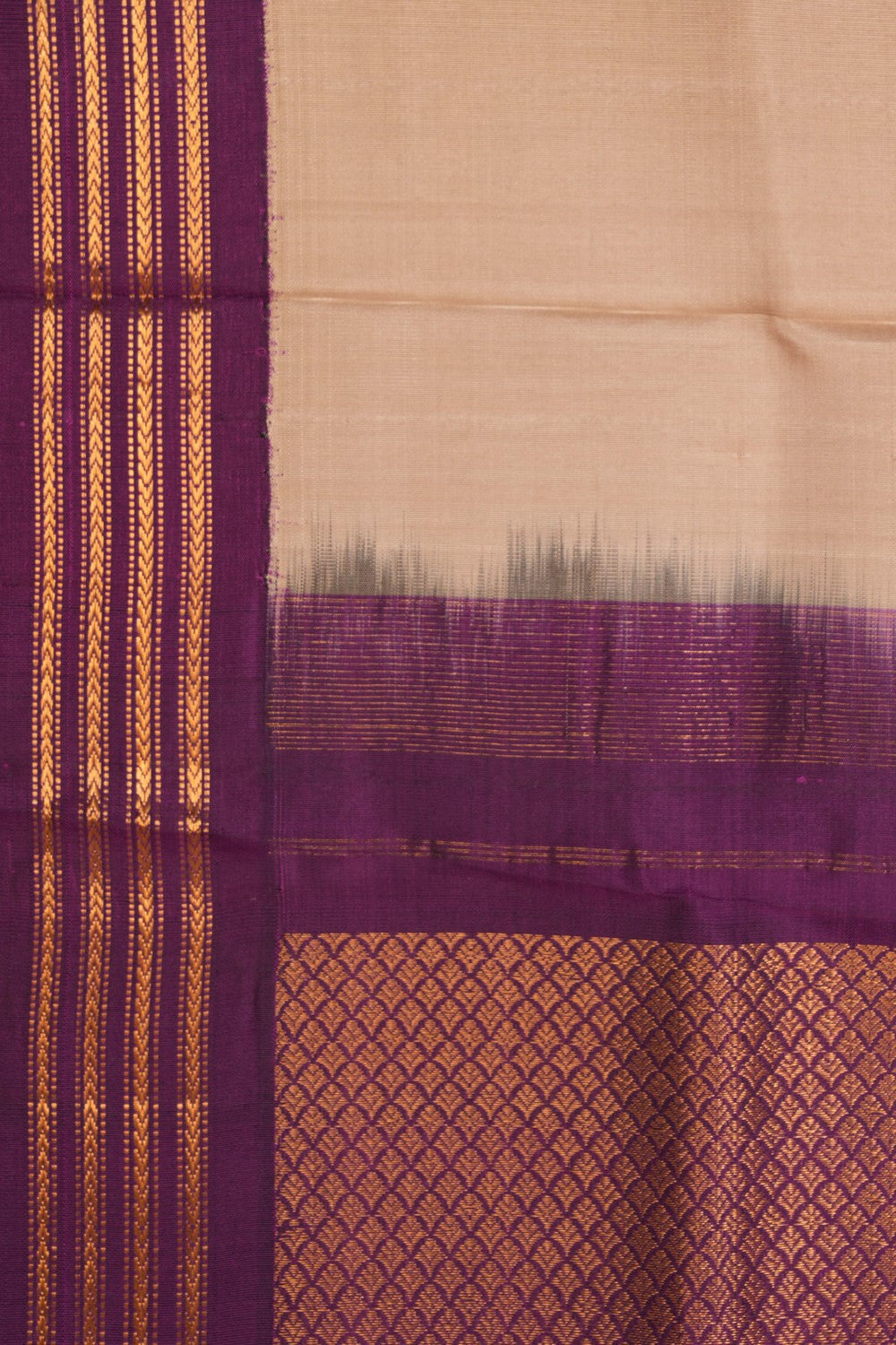 Kalanjali Gadwal Silk Plain Beige Dupatta - view 2