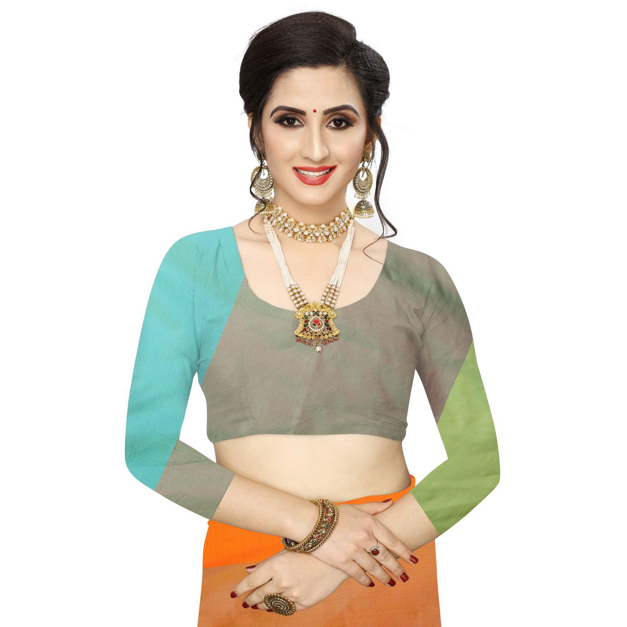 Peachmode Ideal Mustard Yellow Colored Festive Wear Woven Sana Silk Saree - view 2