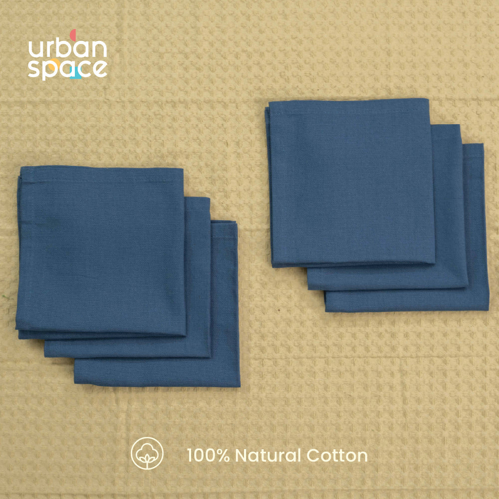 Urban Space -Home Furnishing Store 100% Cotton Multipurpose Kitchen Napkins, Dining Table Napkins, Machine Washable & Reusable - Set of 6 - Navy Blue - view 2