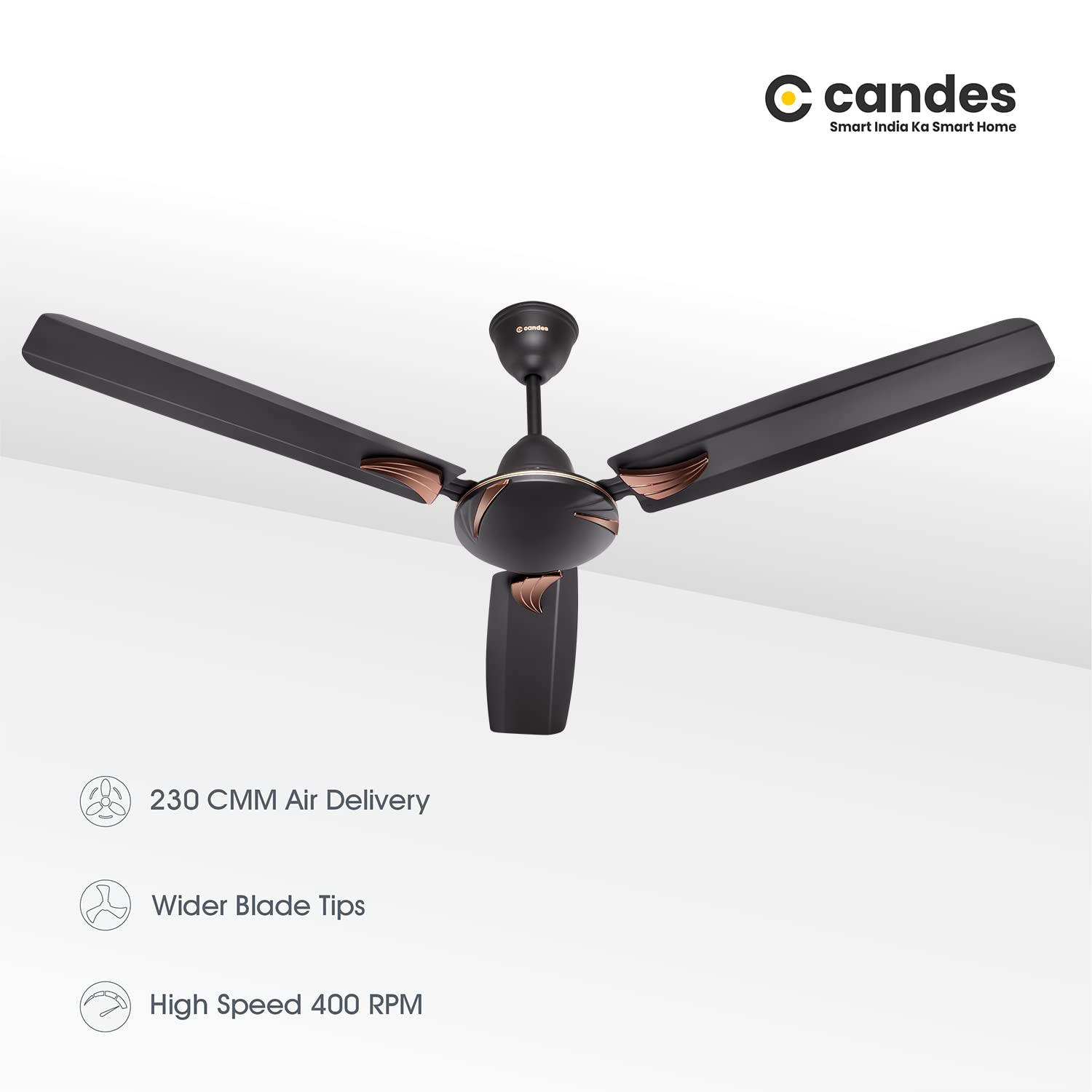 Candes Lynx High Speed Anti-dust Decorative 5 Star Rated Ceiling Fan 2 Yrs Warranty (1200MM, Coffee Brown) - view 5