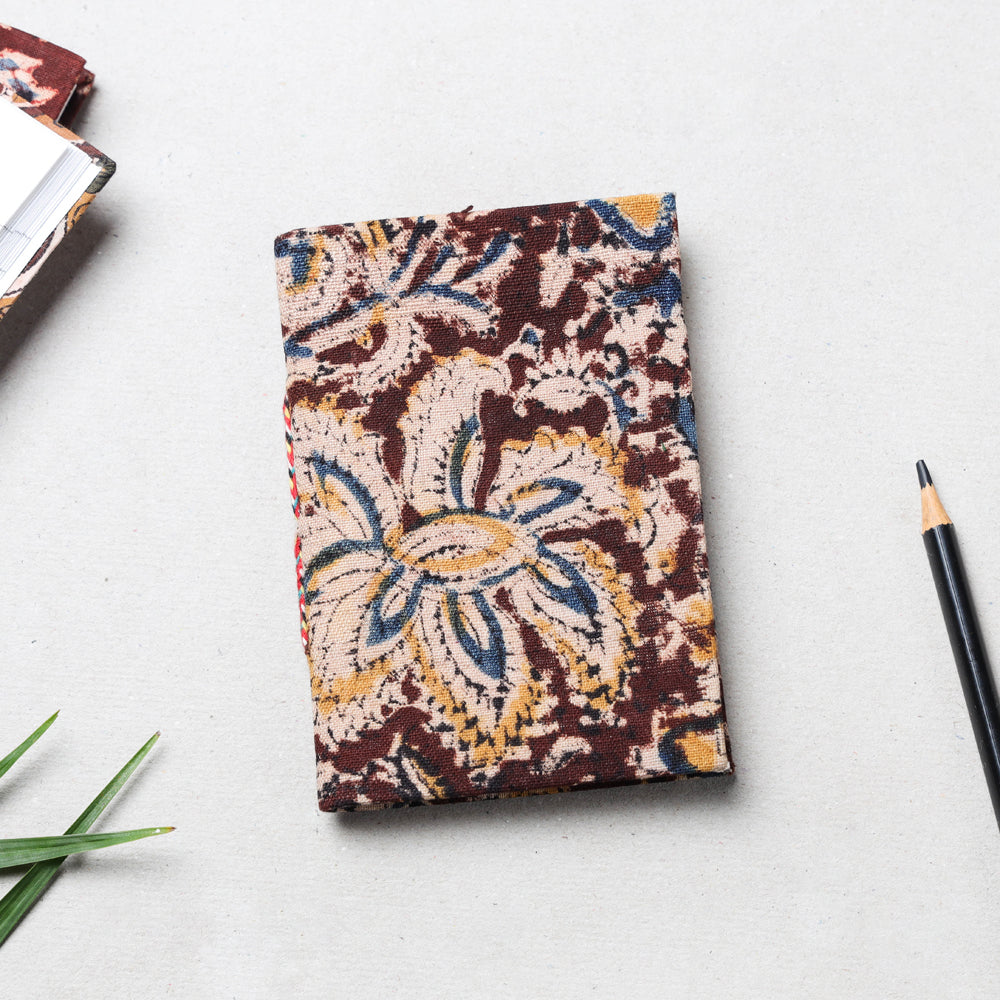 CHUTNEY CRAFT STUDIO Brown - Kalamkari Fabric Cover Handmade Paper Notebook (13 x 9 cm)