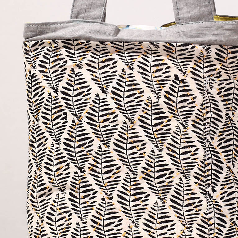 ARTISAN HAND BLOCK PRINTS Black - Kantha Work Block Print Cotton Shoulder Bag - view 2
