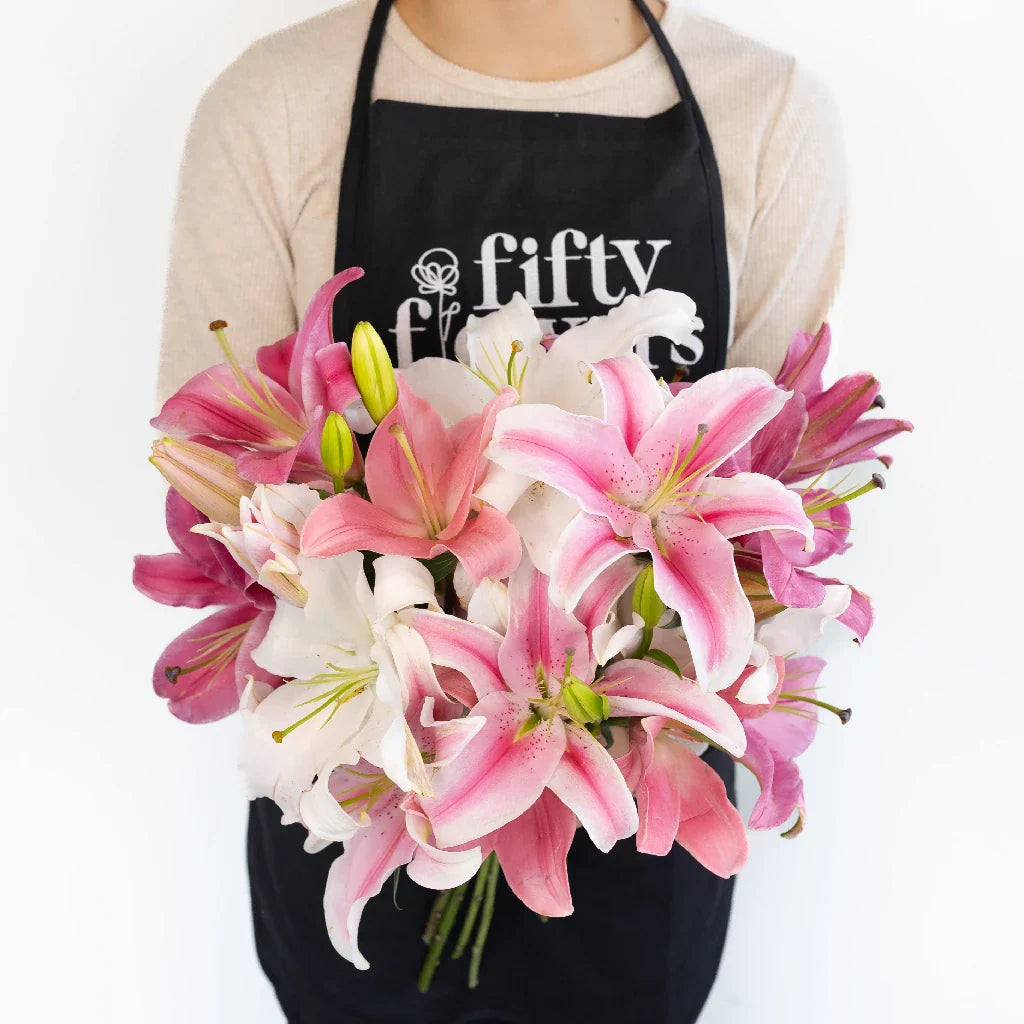 FiftyFlowers Assorted Pink Oriental Lilies