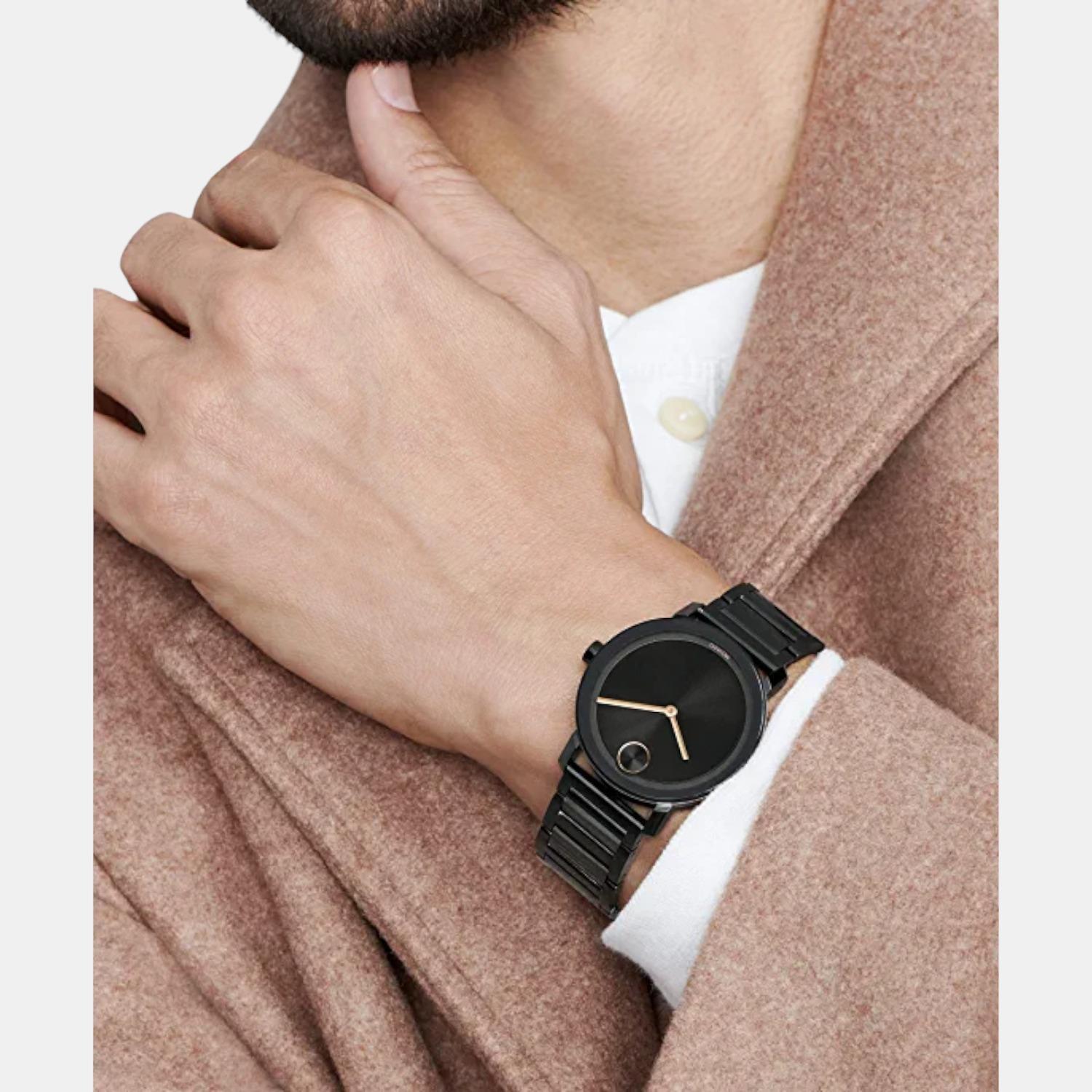 Movado Bold Evolution Men Quartz Black Dial Analog Stainless Steel Watch 3600752 - view 4