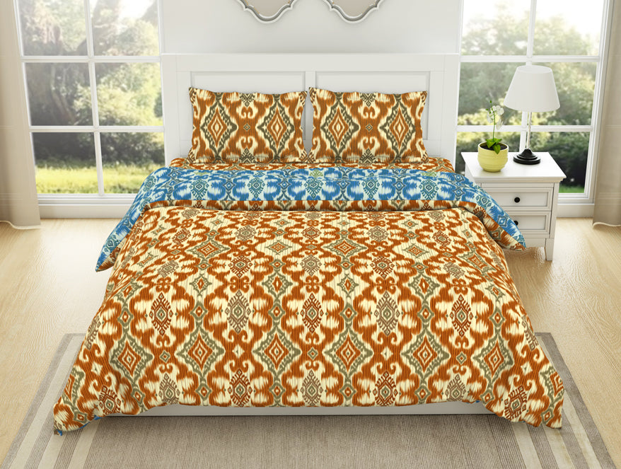 Yellow 100 cotton – Spaces India Geometric Citrus - Yellow 100% Cotton Shell Bed In A Bag - Ikkat By Spaces
