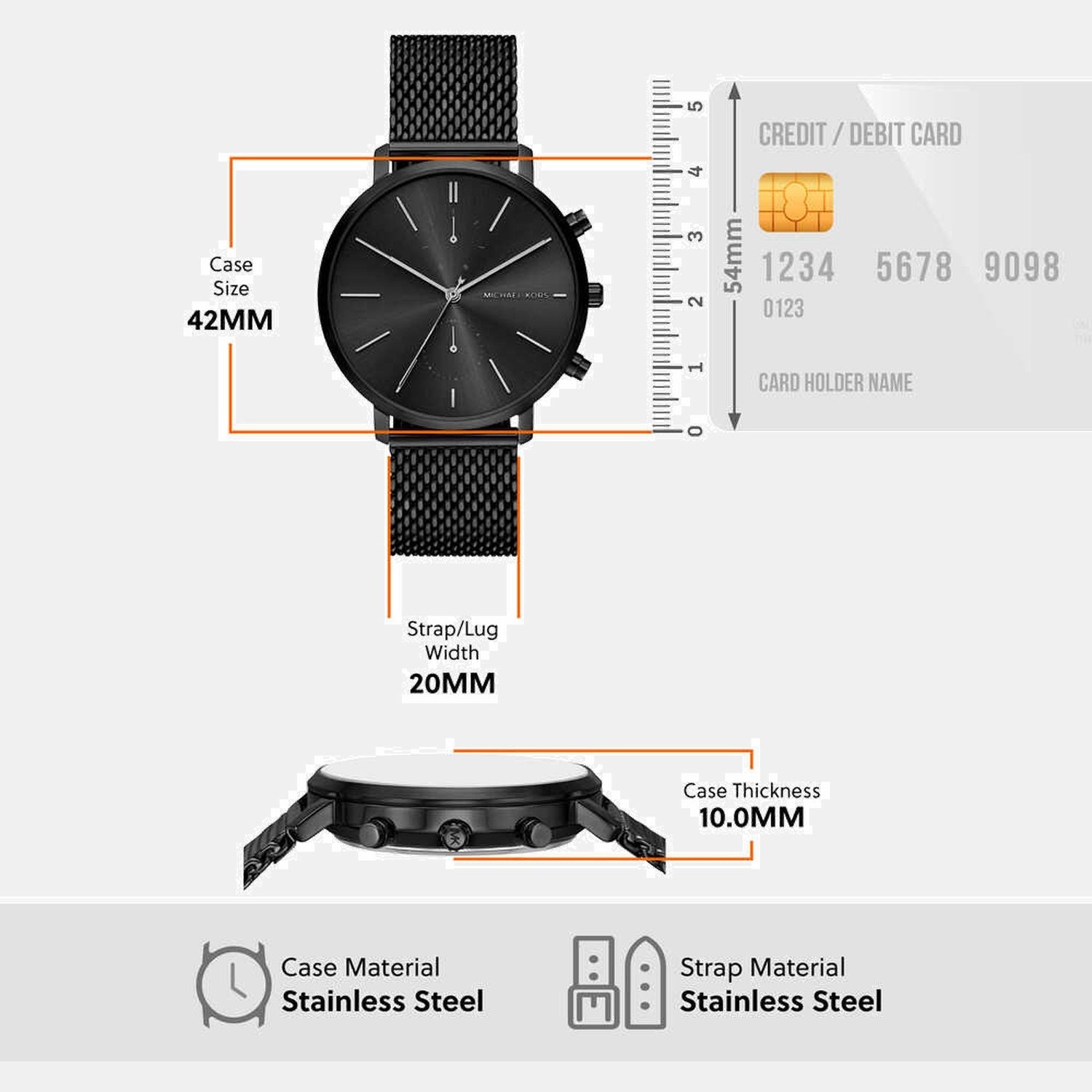Michael Kors Blake Men Quartz Black Dial Chronograph Stainless Steel Watch MK9211 - view 6