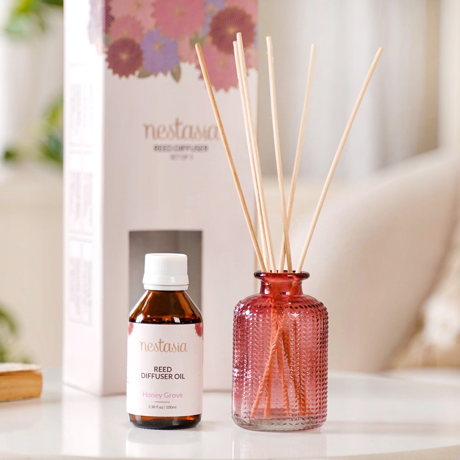 Nestasia Honey Grove Fragrance Jar And Reed Diffuser Set Of 3