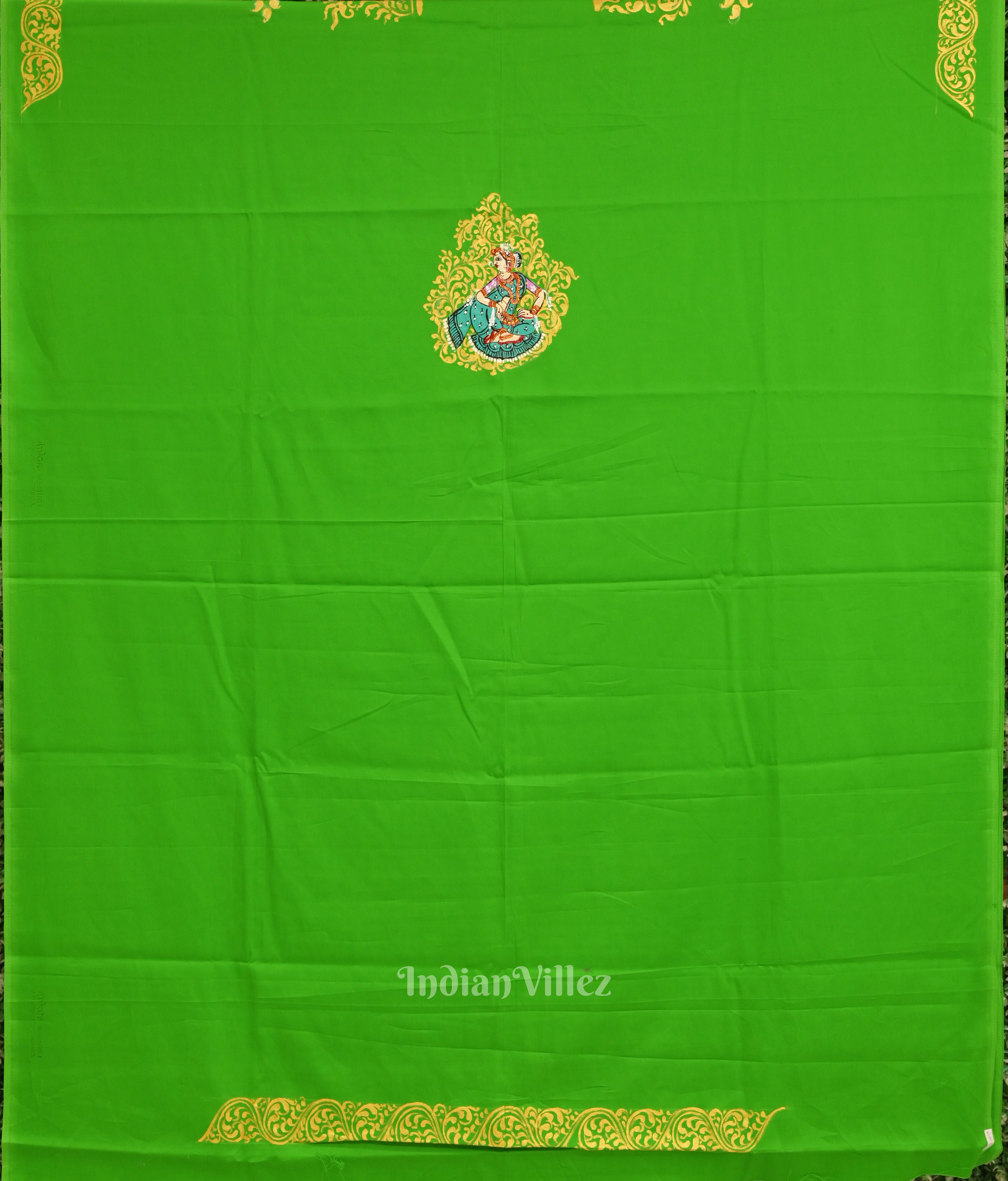 IndianVillèz Exclusive Green Nartaki Theme Pattachitra Kurti Dress Material - view 2
