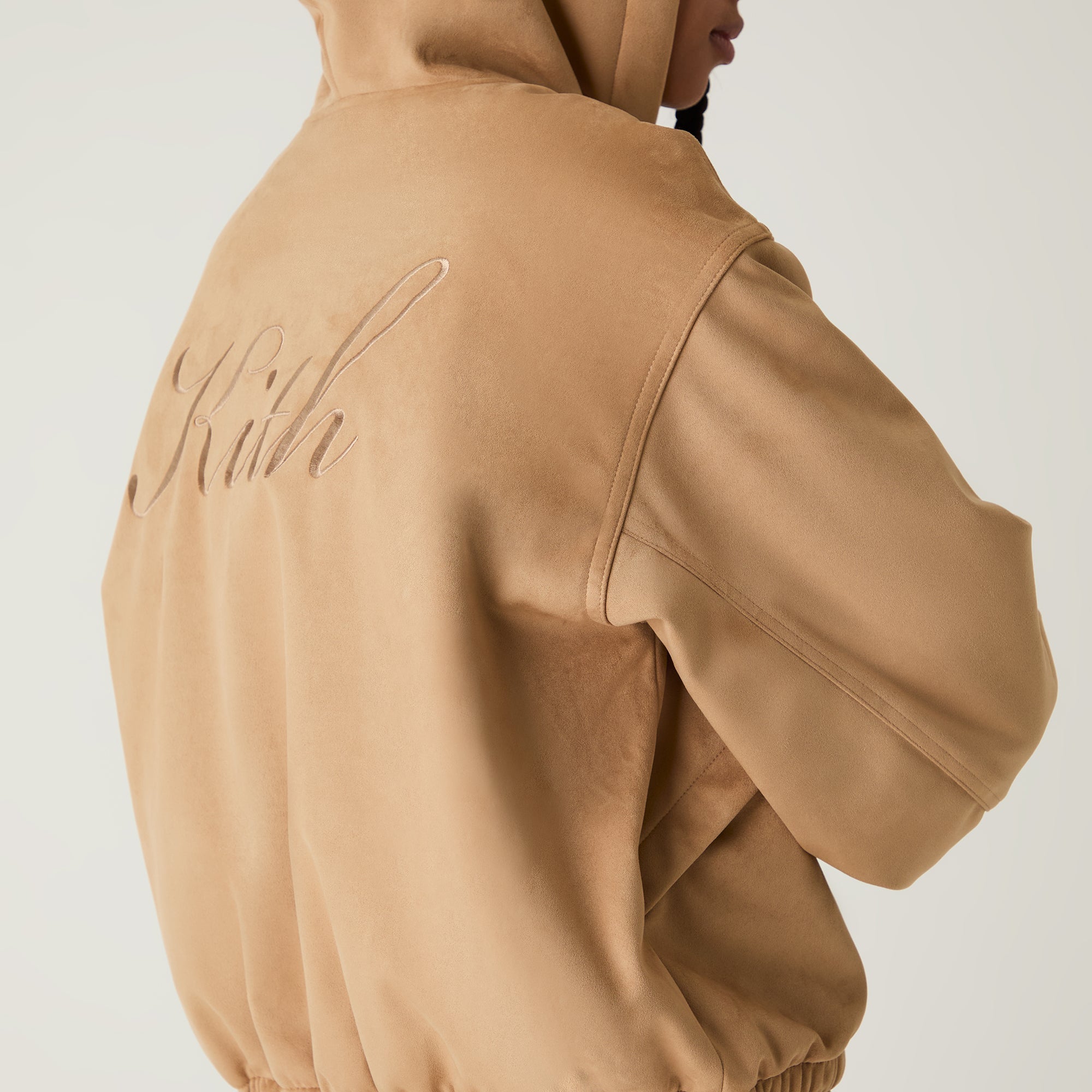 Kith Women Nylas Microsuede Zip Hooded Bomber - Birch - view 3