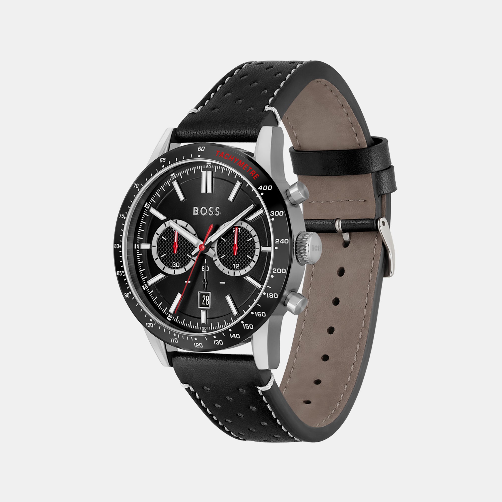 Boss Allure Men Quartz Black Dial Chronograph Leather Watch 1513920 - view 2