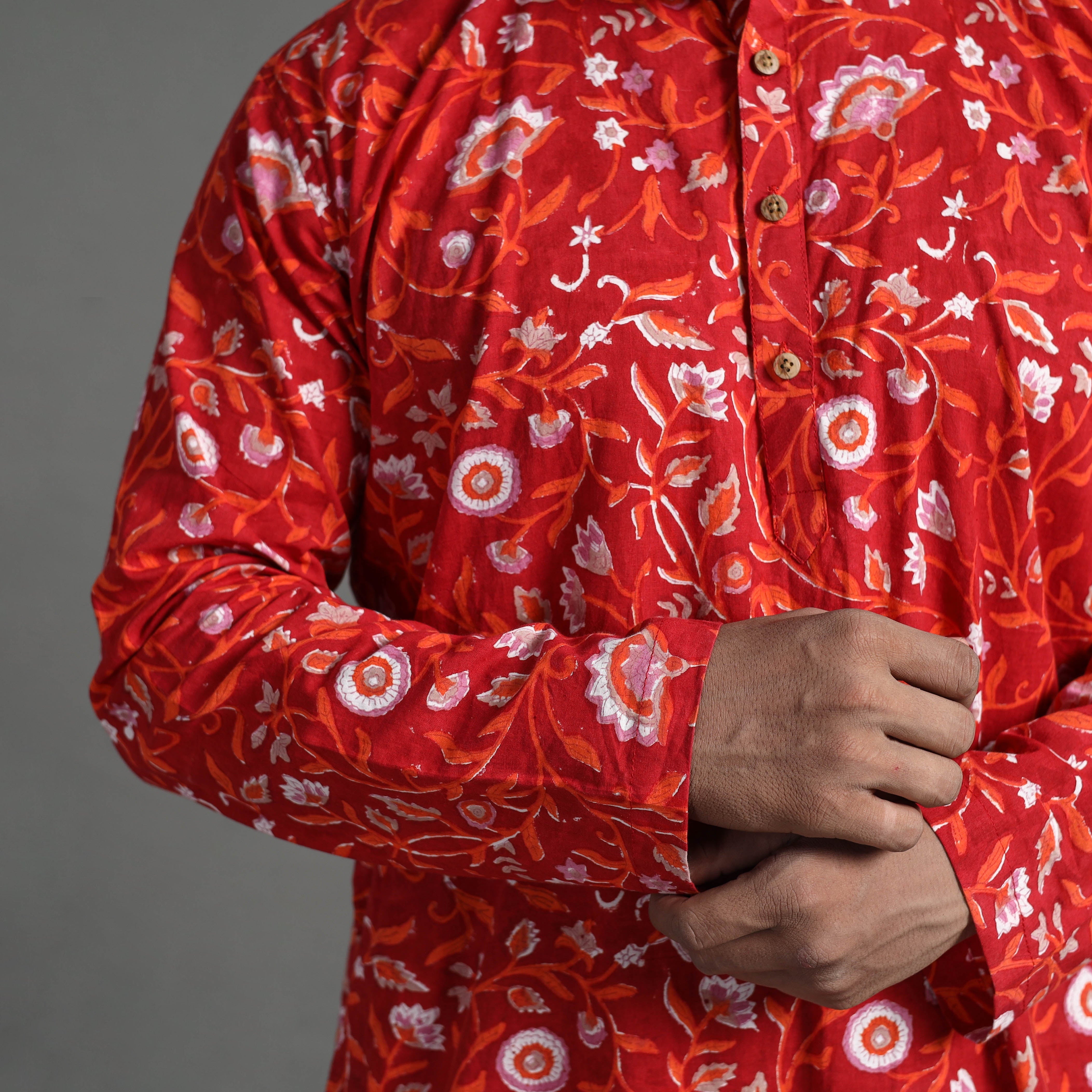 ITOKRI CASUALS Block Print Cotton Sanganeri Kurta for Men (Long) 07 - view 7
