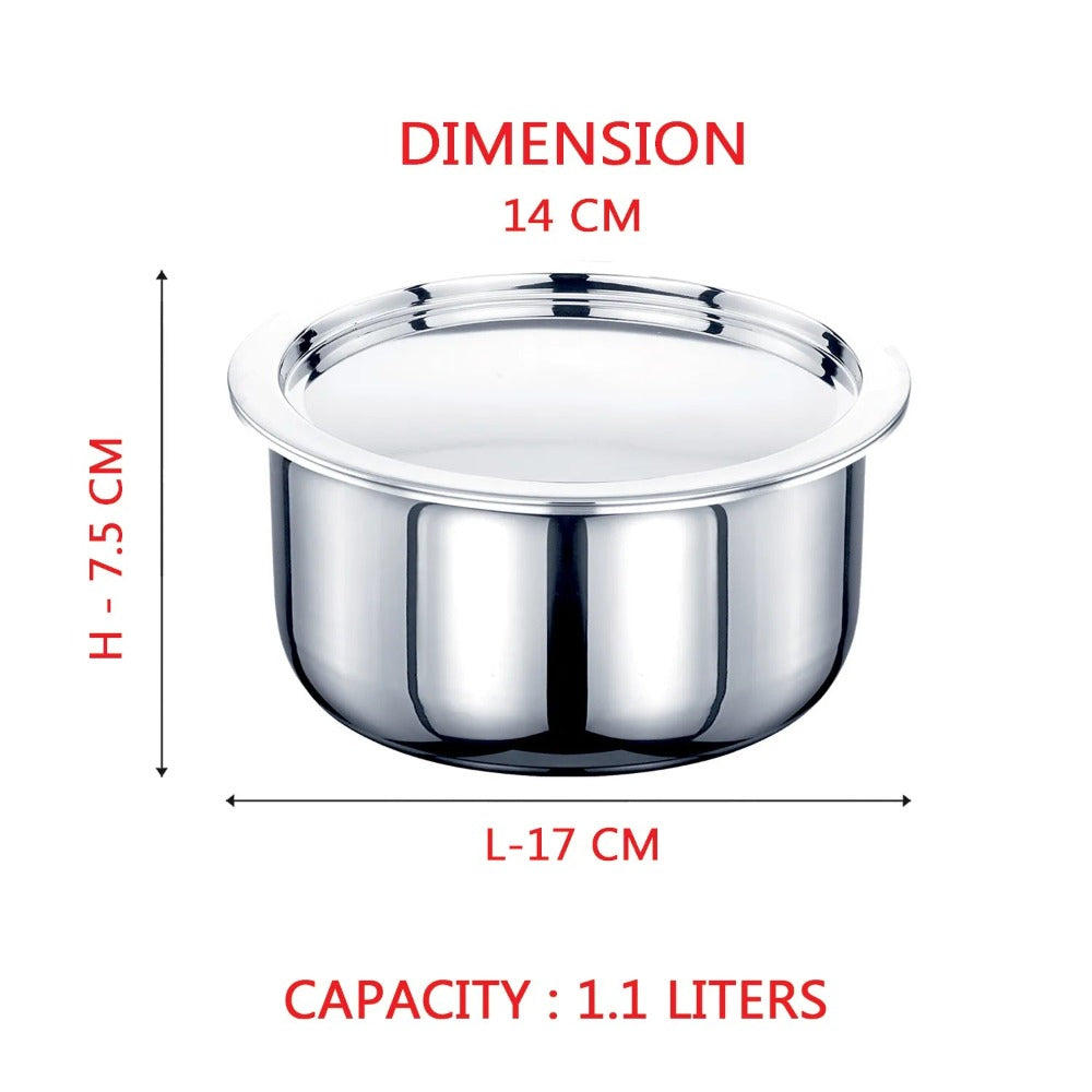 AVIAS Stainless steel Tri-Ply Riara (Tasla 20cm + Tasla 22cm + Frypan 22cm + Tope 14cm + Tope 16cm) | Induction Compatible | Silver | Set of 5 Pcs - view 10