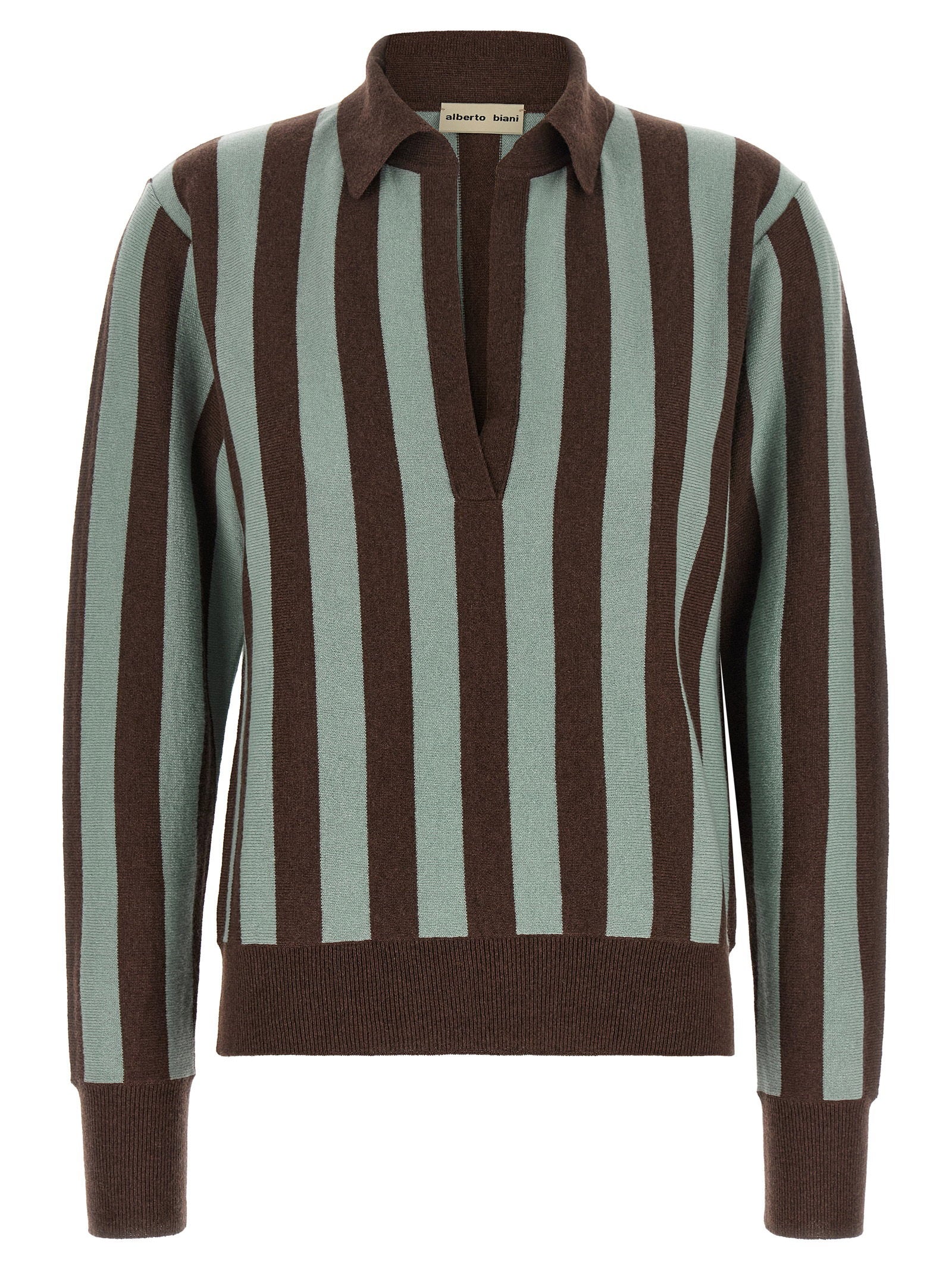 Alberto Biani Striped Knit Polo Shirt – 100% cashmere