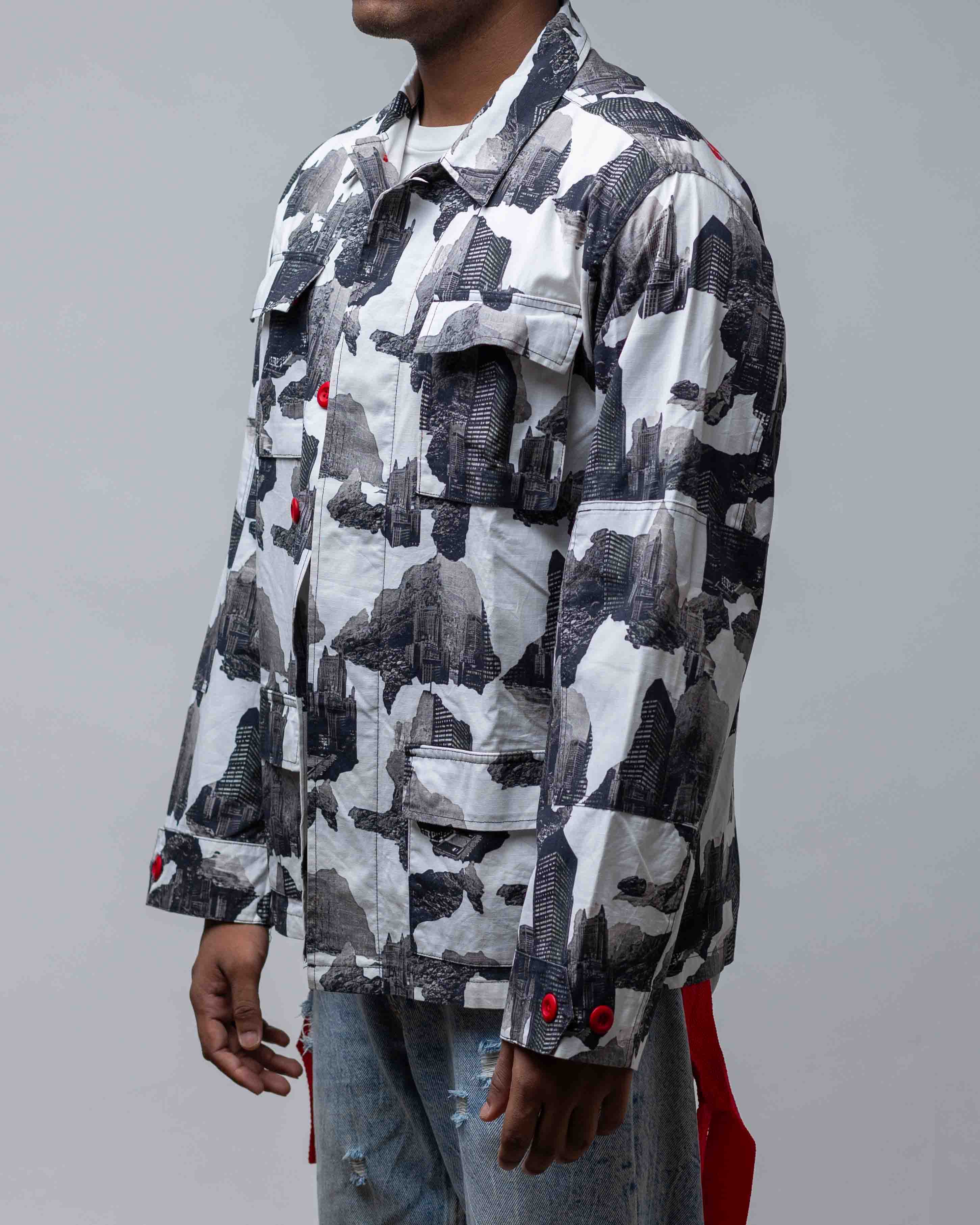 Off-White 2013 Velvet Logo Cityscape Aop Cotton Jacket - view 2