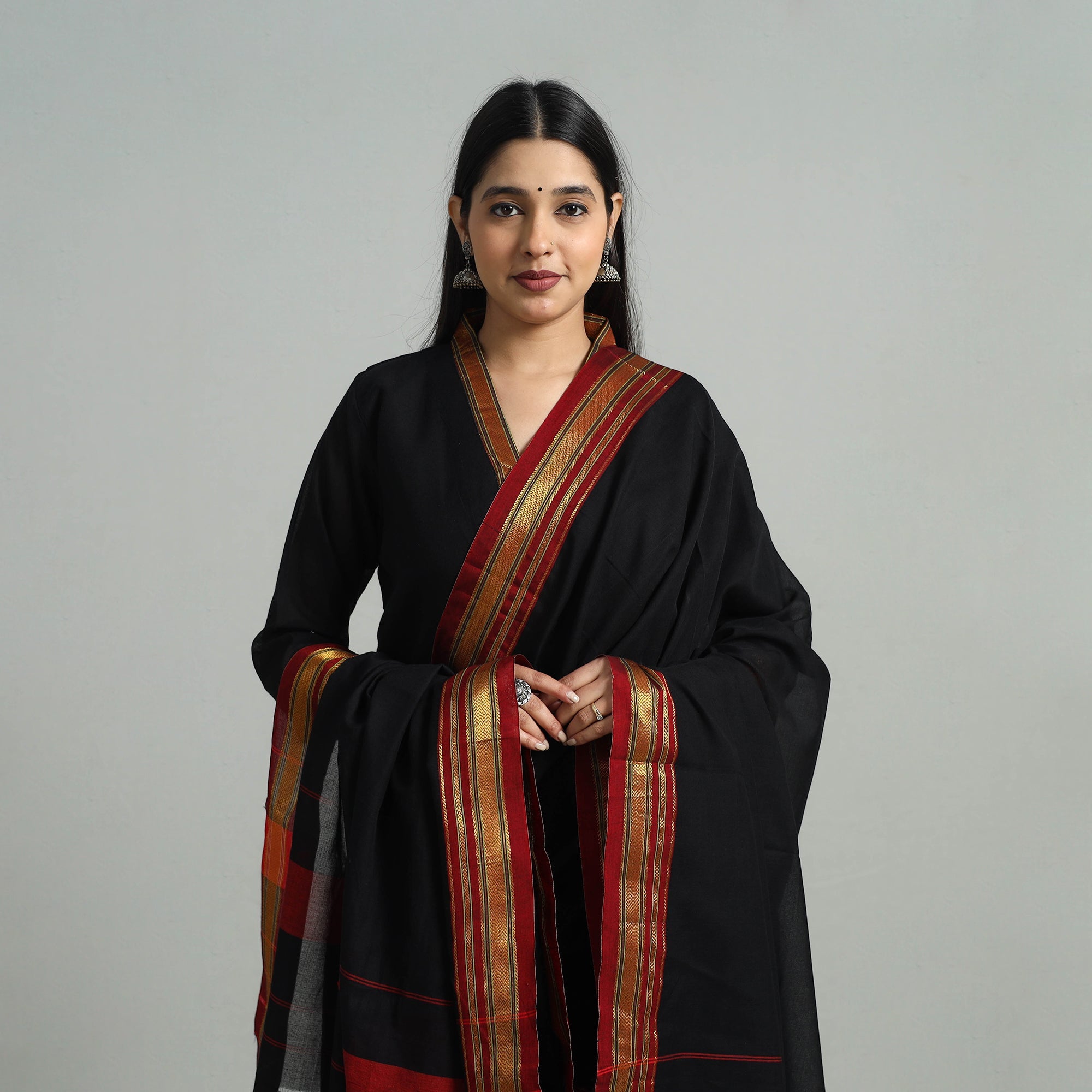 ITOKRI CASUALS Black - Cotton Dharwad Kurta Set with Palazzo & Dupatta 30 - view 3
