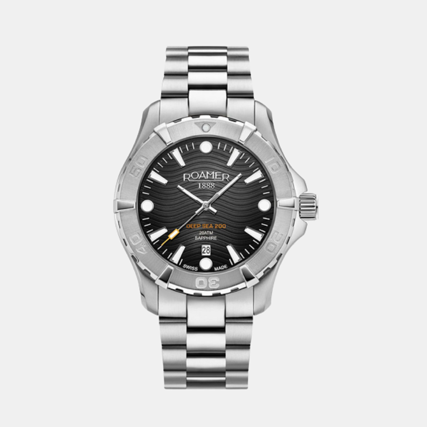 Roamer Deep Sea 200 Men Quartz Black Dial Analog Stainless Steel Watch 860833 41 55 70