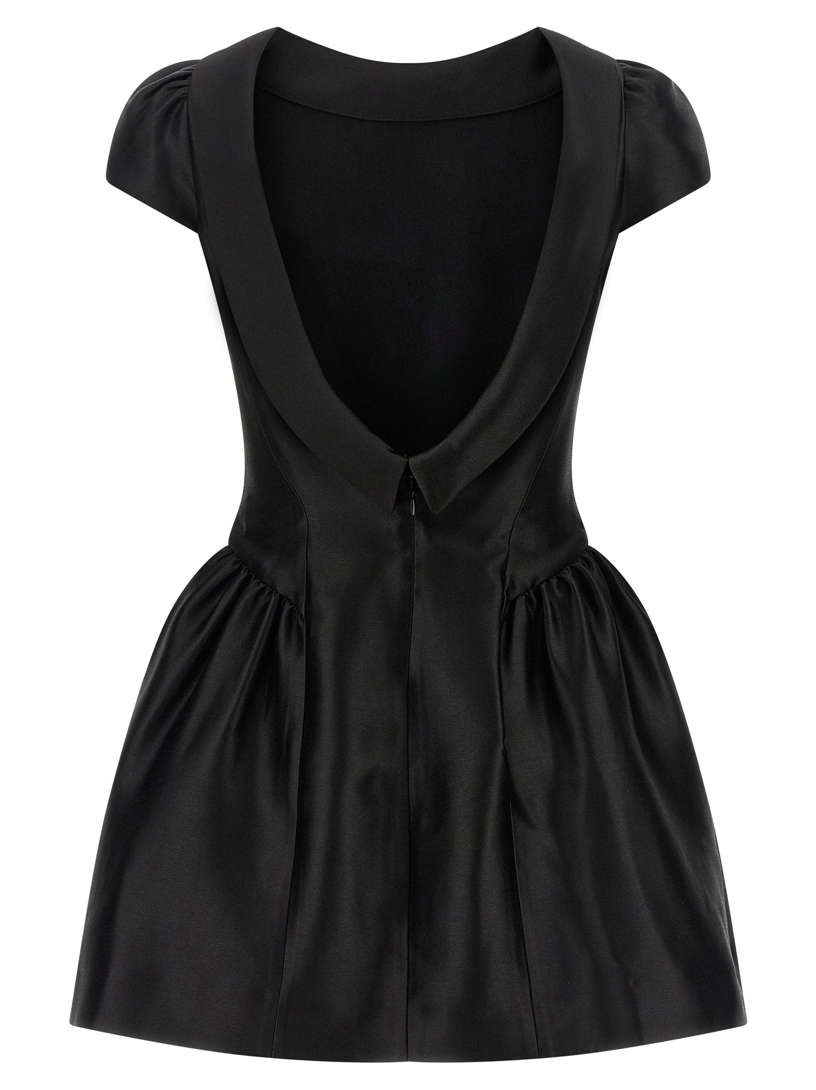 Self-Portrait Black Taffetà Collared Mini Dress - view 2