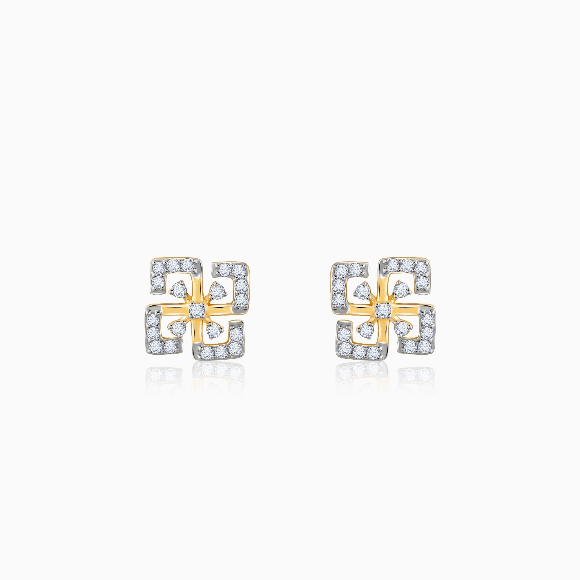 GIVA Jewellery Gold Quadrado Diamond Earrings