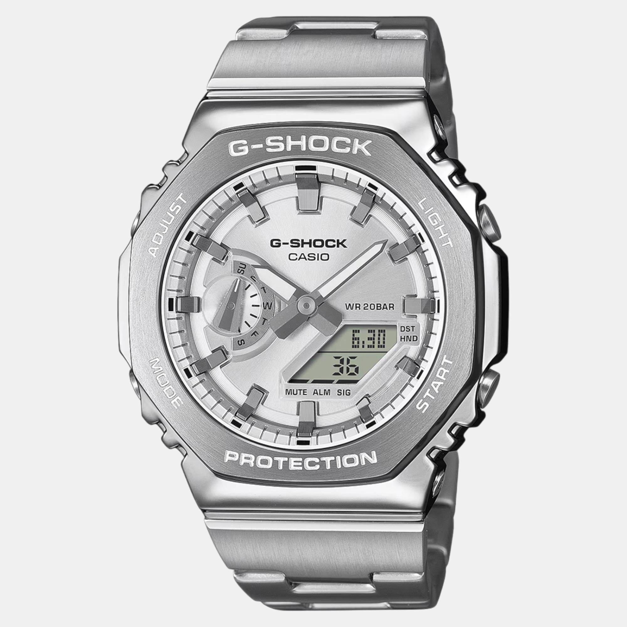 Casio G-Shock Men Quartz Silver Dial Analog-Digital Stainless Steel Watch G1612