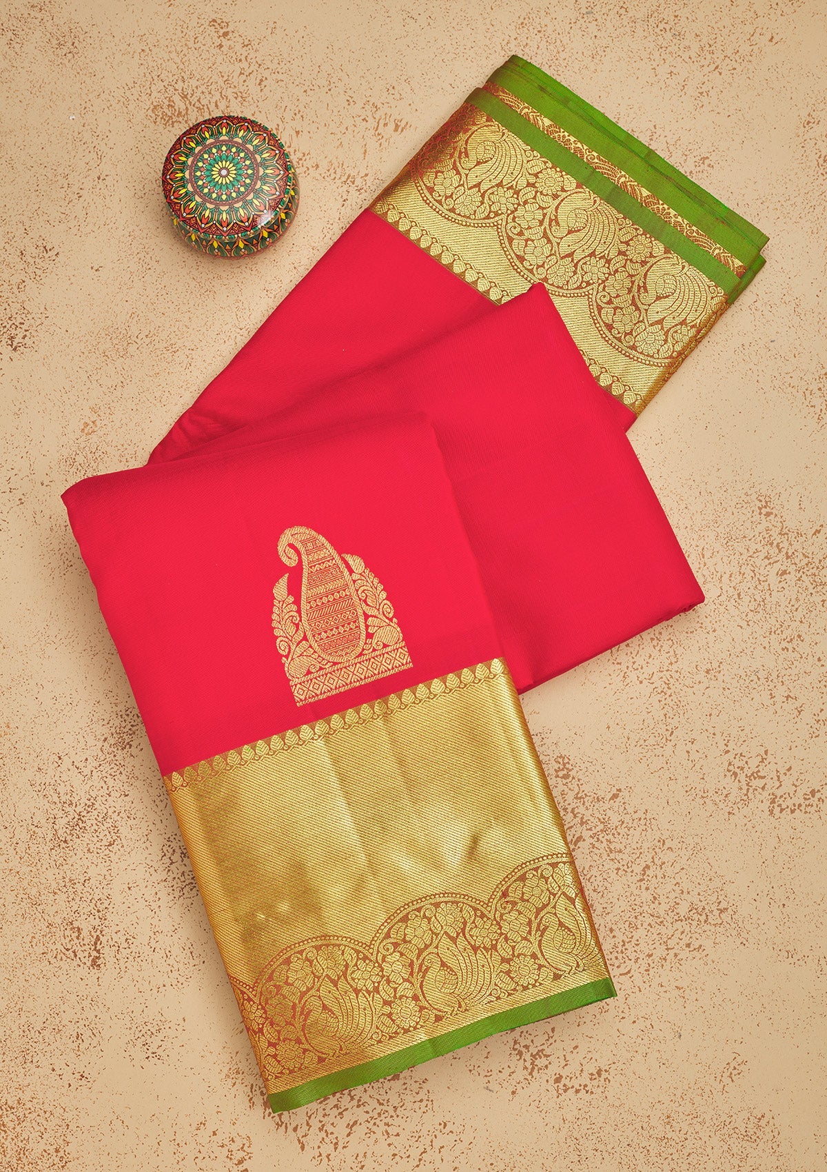 Koskii Red Zariwork Pure Silk Saree – Women's