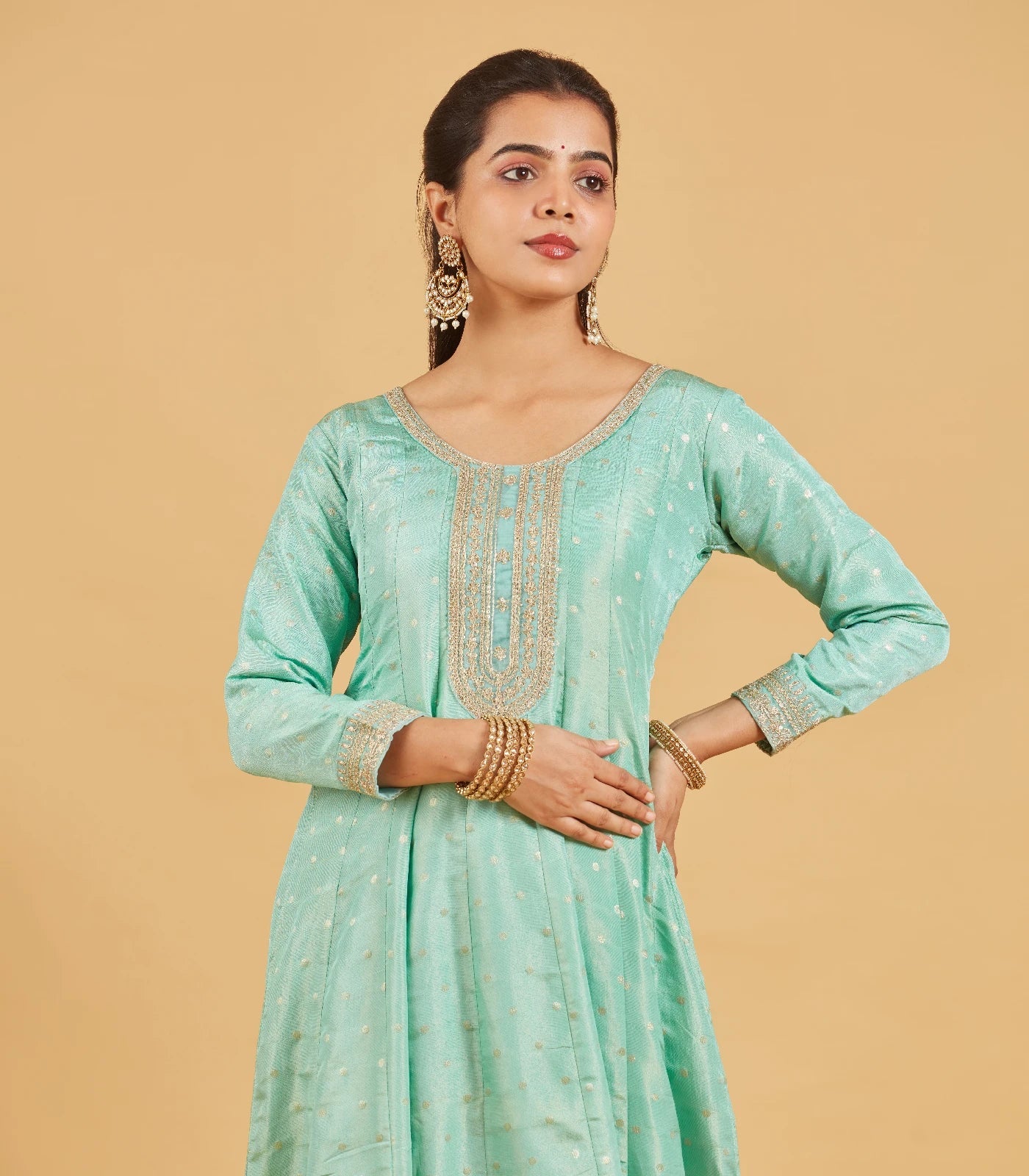 RmKV Pastel Teal Anarkali Set – Aquamarine - view 2
