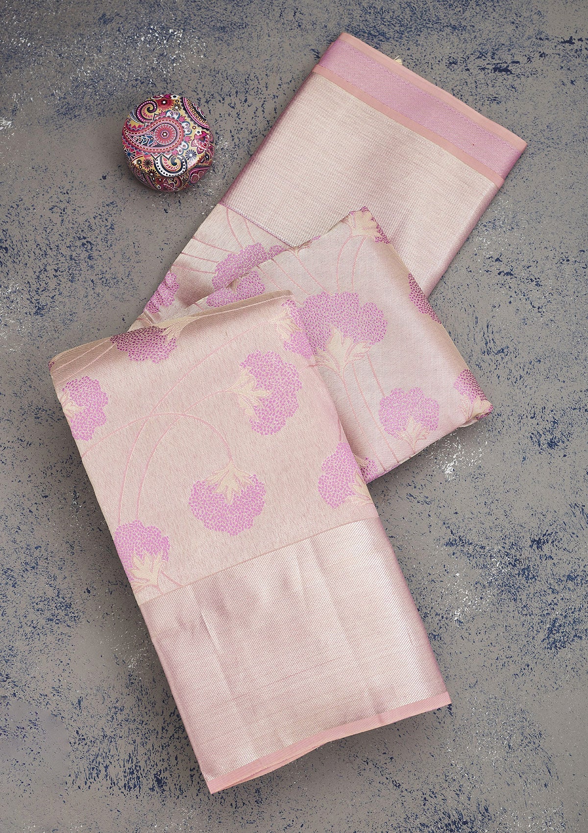 Koskii Baby Pink Zariwork Pure Silk Saree – Women's